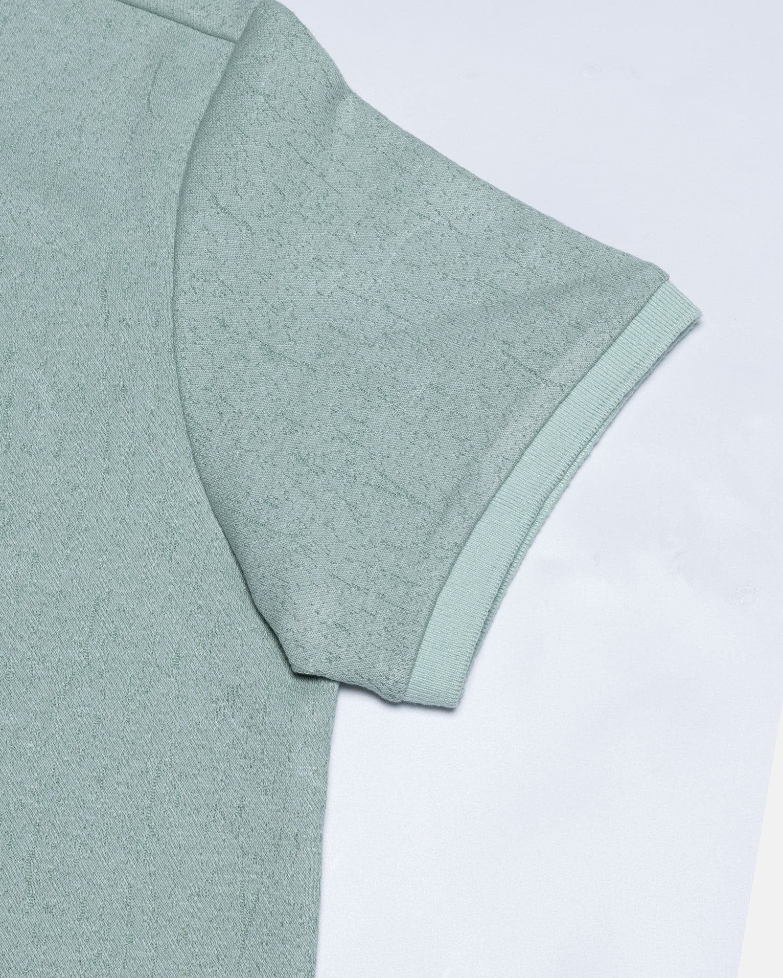 Persien Light Green Cotton Textured Polo T-Shirt