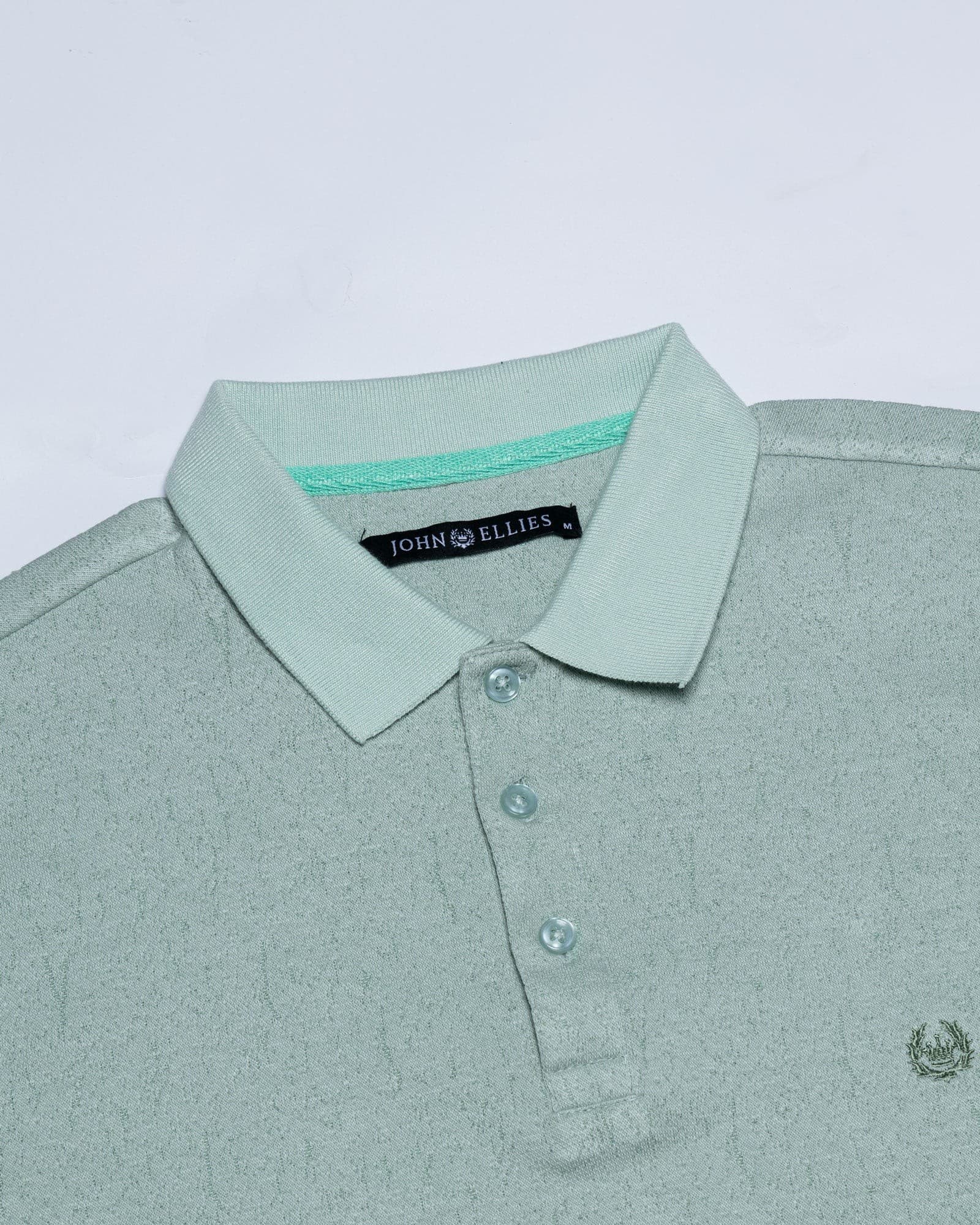 Persien Light Green Cotton Textured Polo T-Shirt