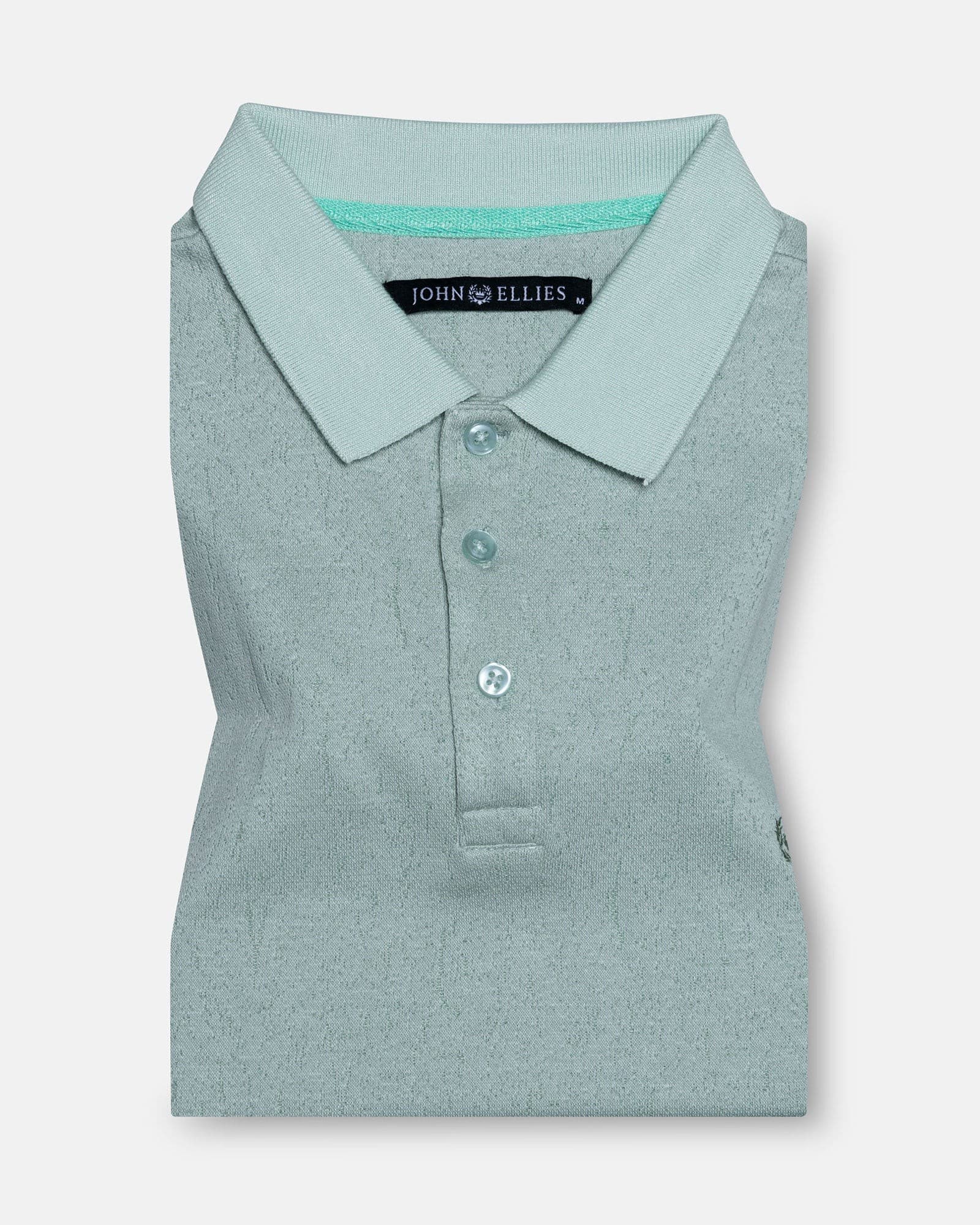 Persien Light Green Cotton Textured Polo T-Shirt