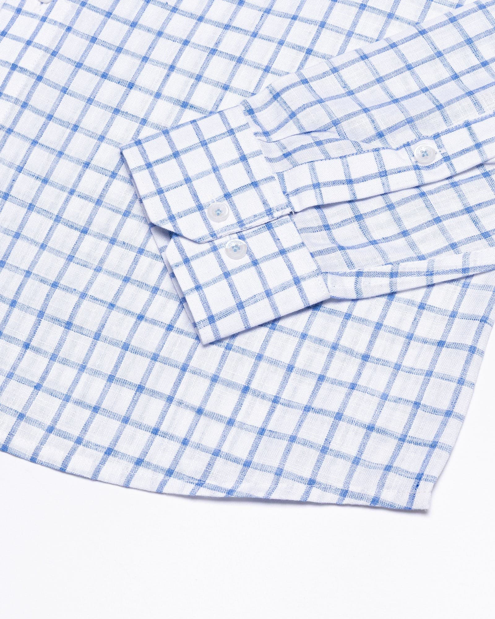 Kryox Blue Windowpane Check Linen Shirt