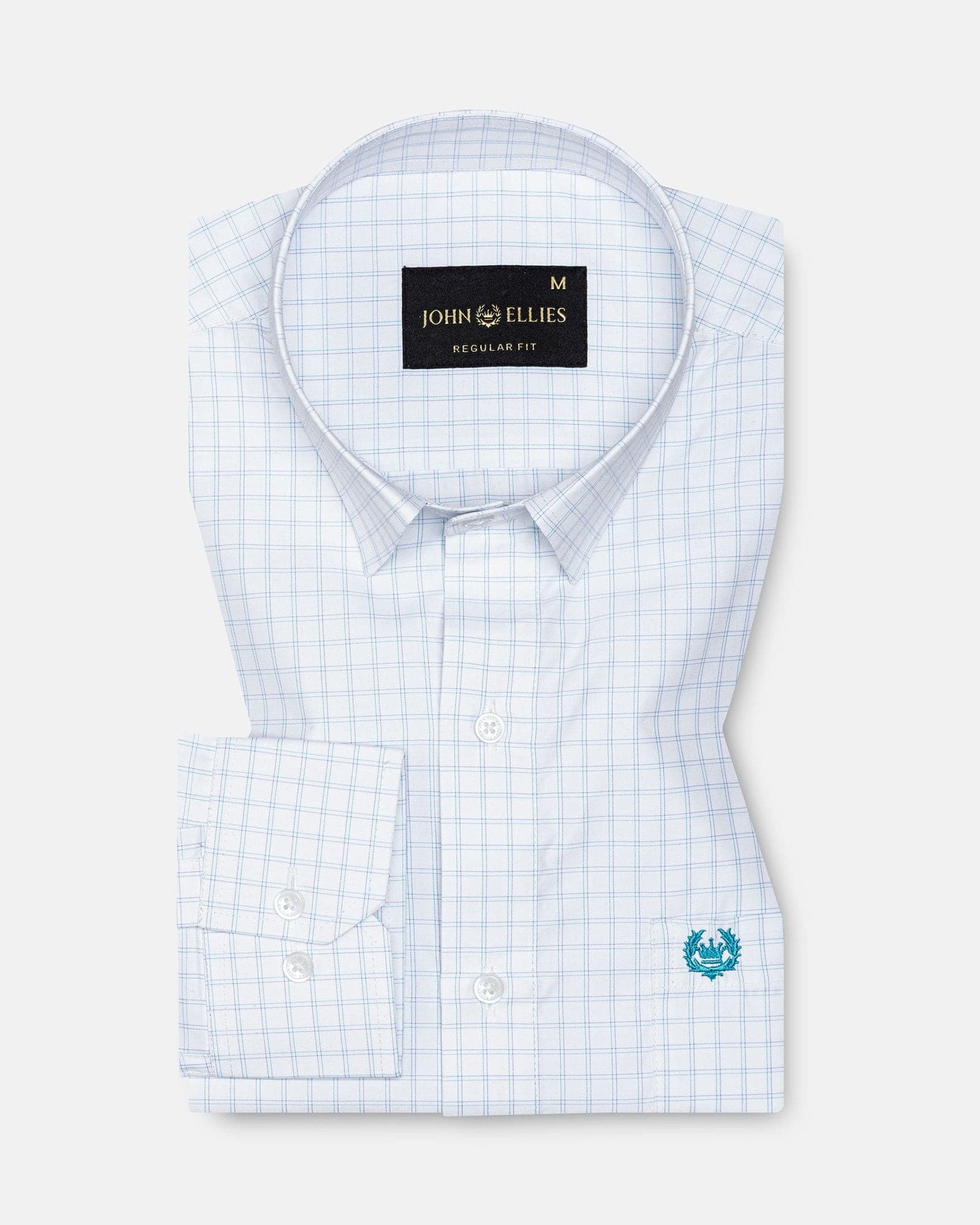Helston Cyan Check Cotton Shirt