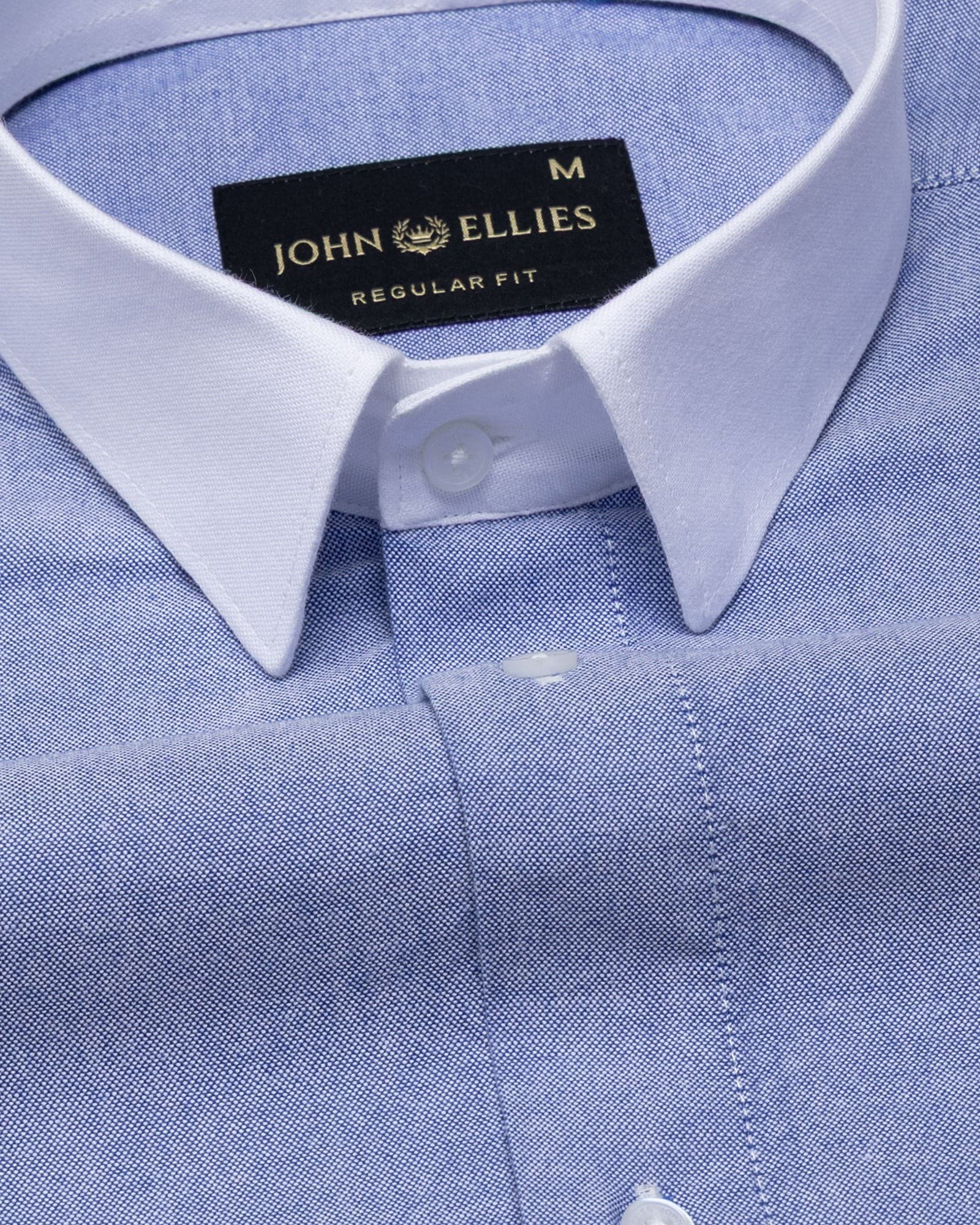 Historia Blue White Cuff Collar Oxford Cotton Shirt