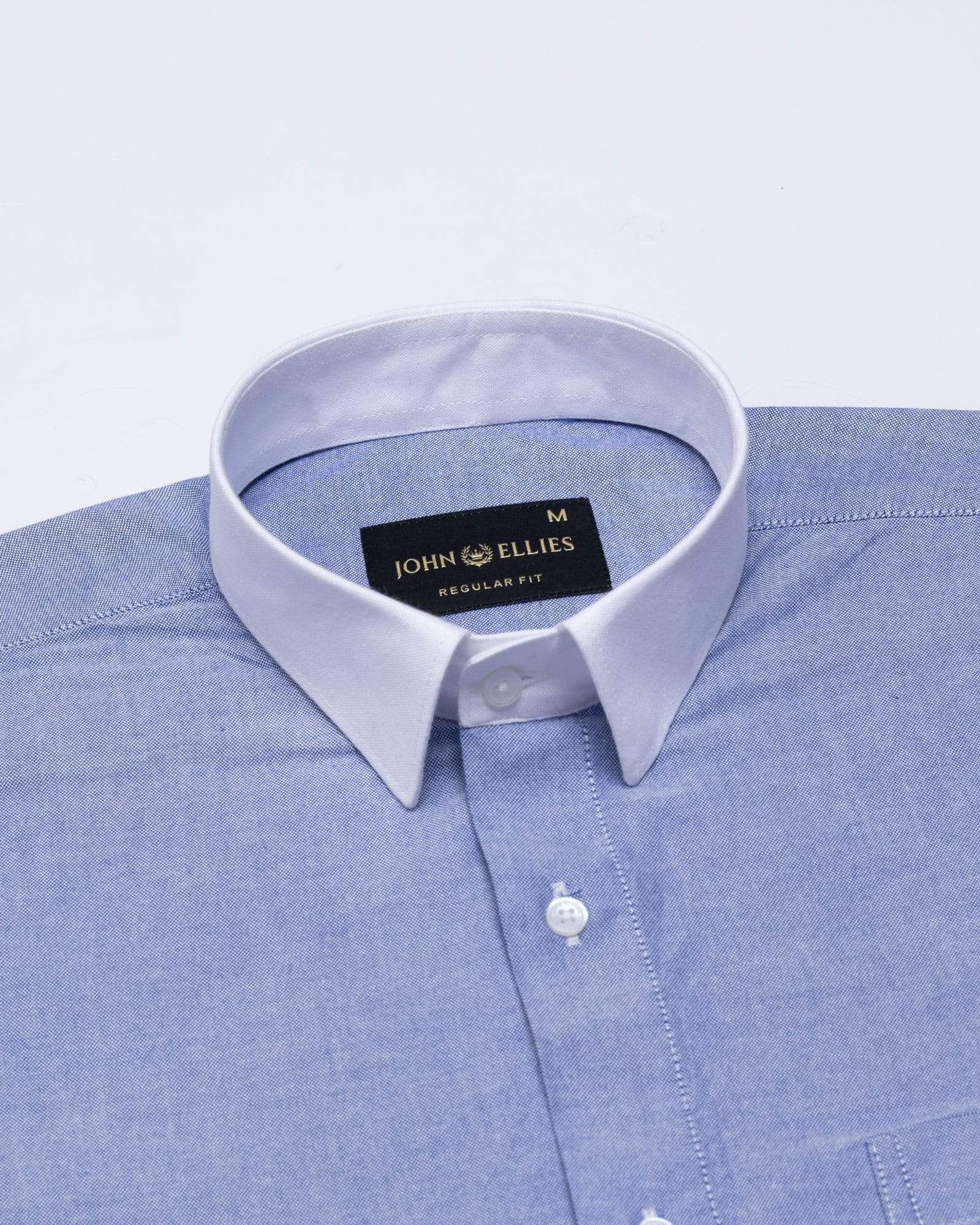 Historia Blue White Cuff Collar Oxford Cotton Shirt