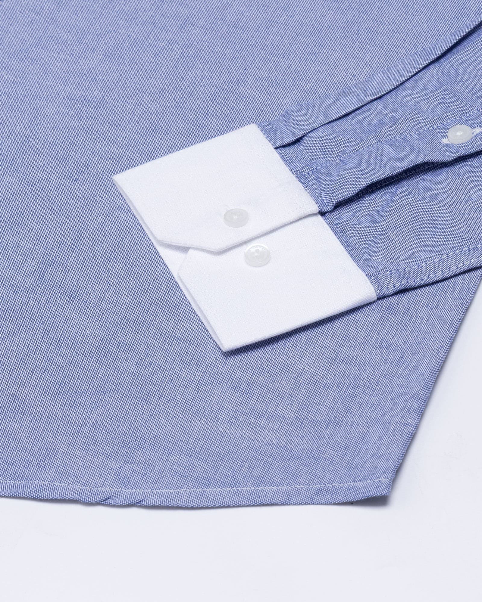Historia Blue White Cuff Collar Oxford Cotton Shirt
