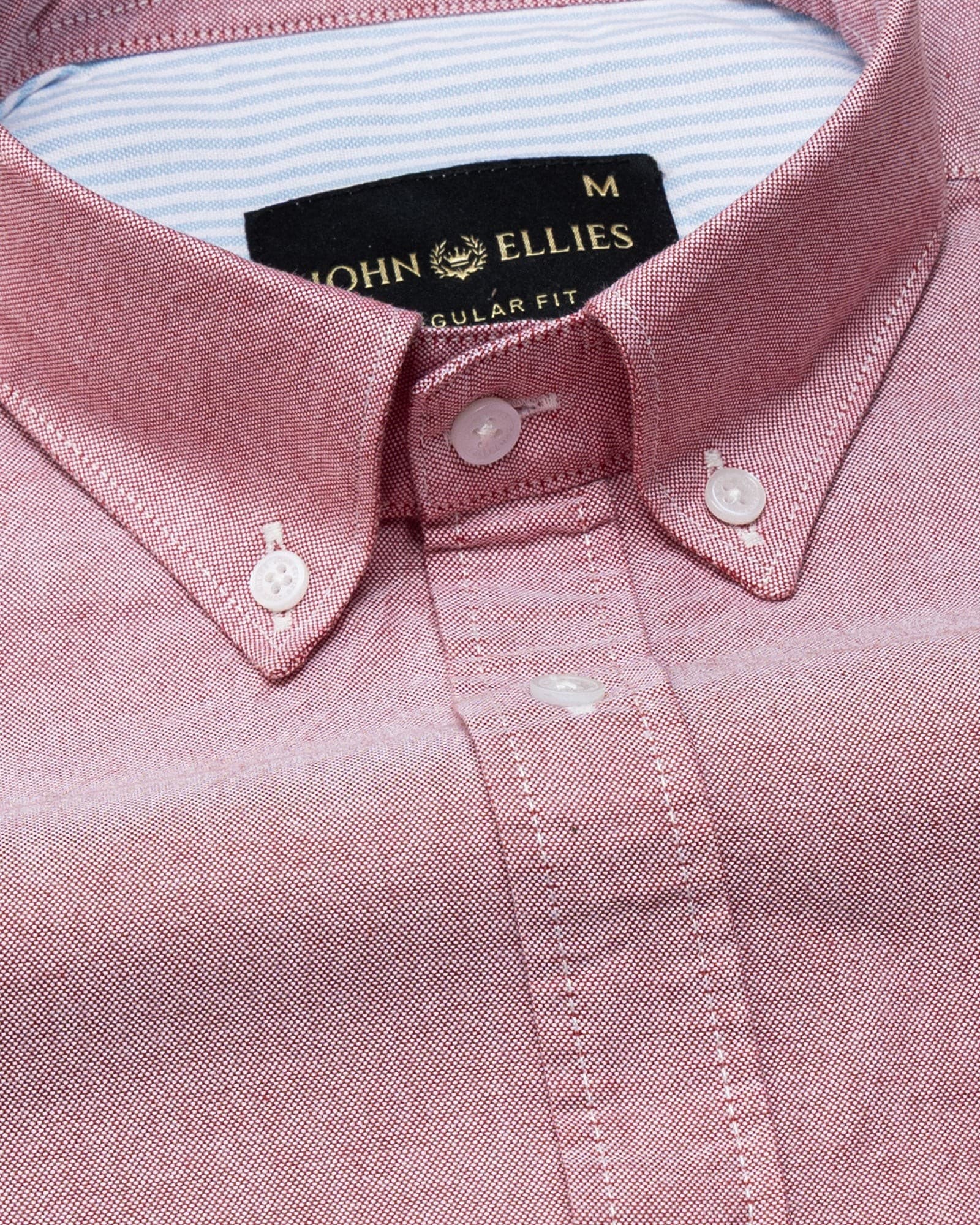 Hicker Red Button Down Plain Oxford Cotton Shirt