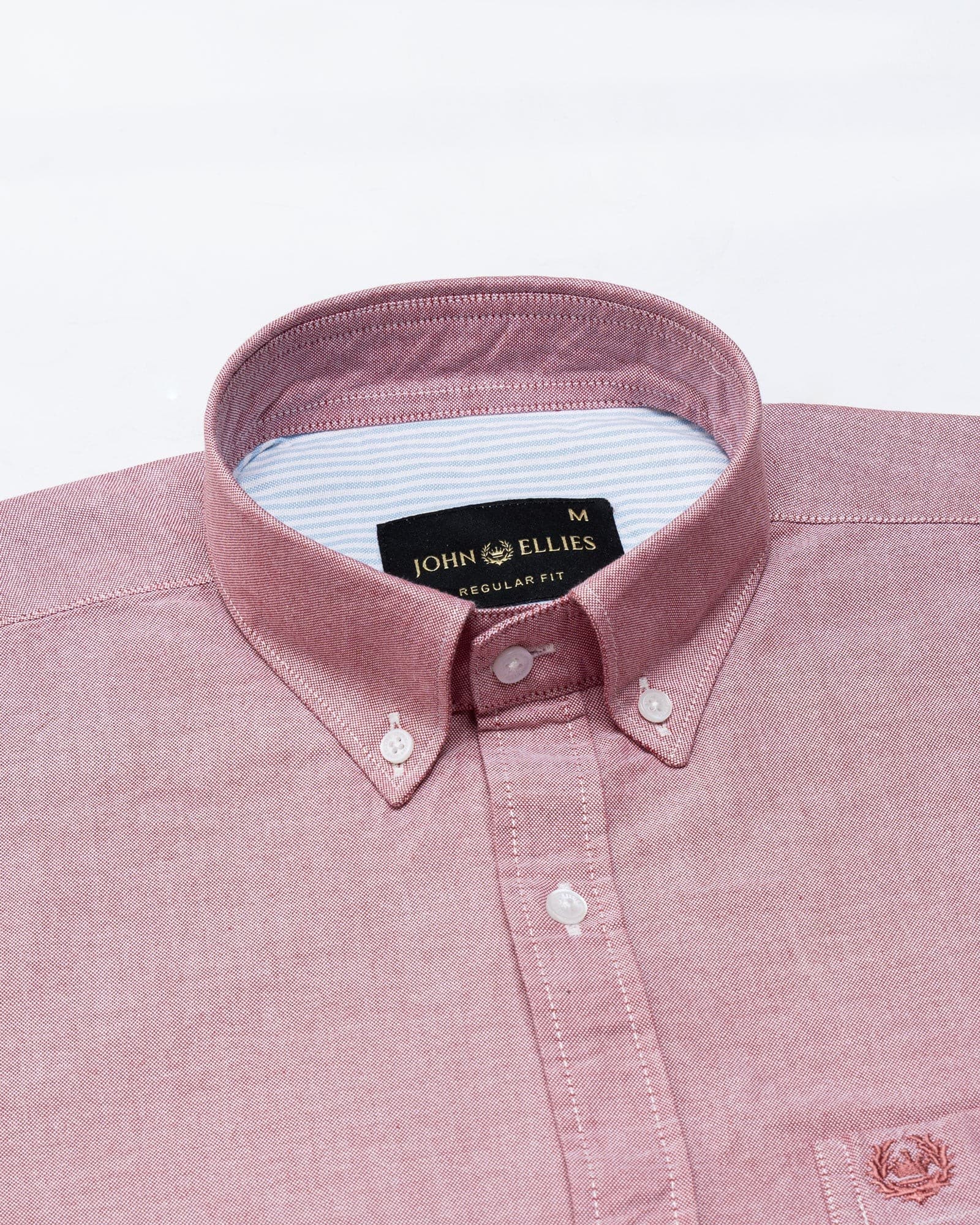Hicker Red Button Down Plain Oxford Cotton Shirt