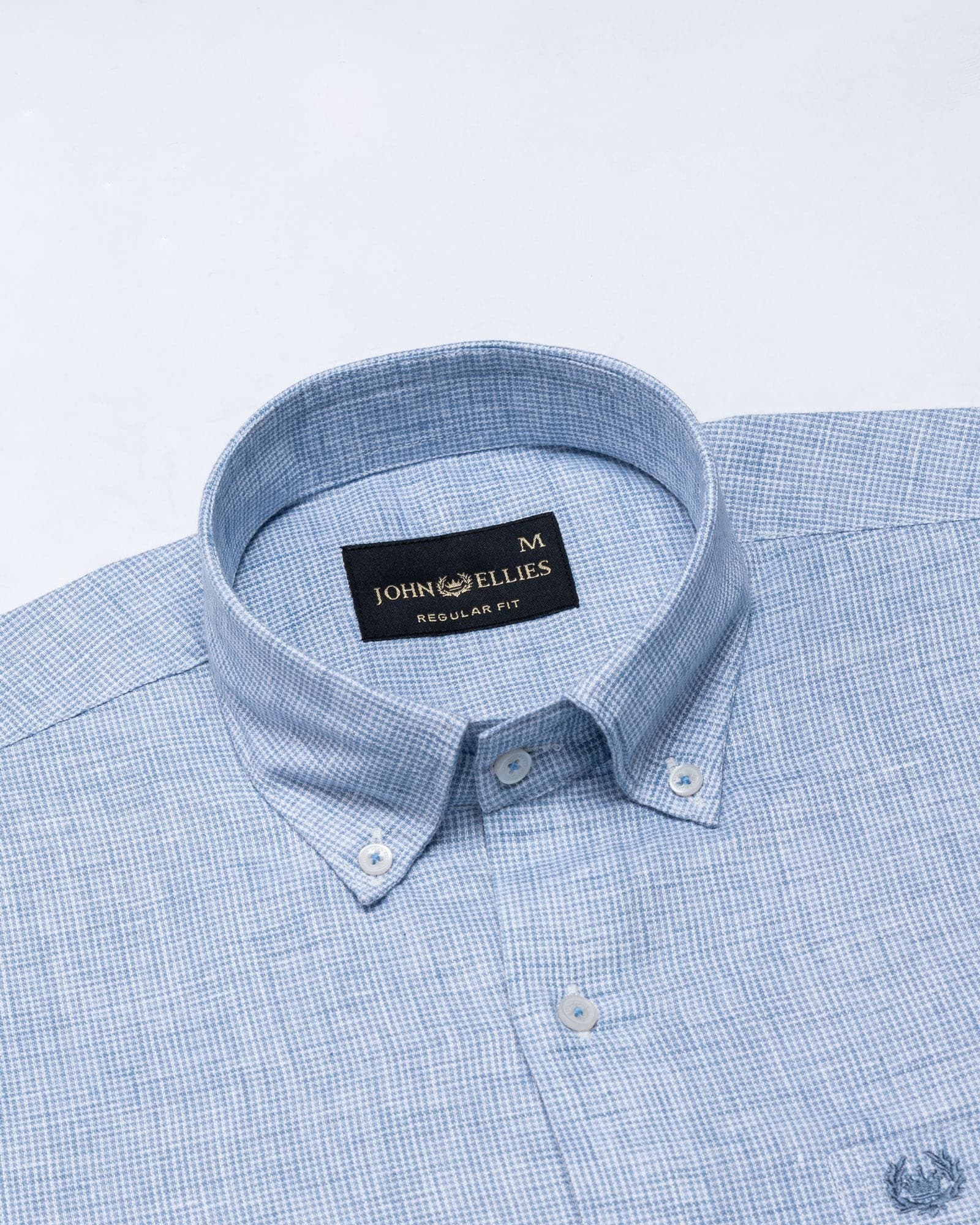 Isaac Blue Check Button Down Linen Shirt