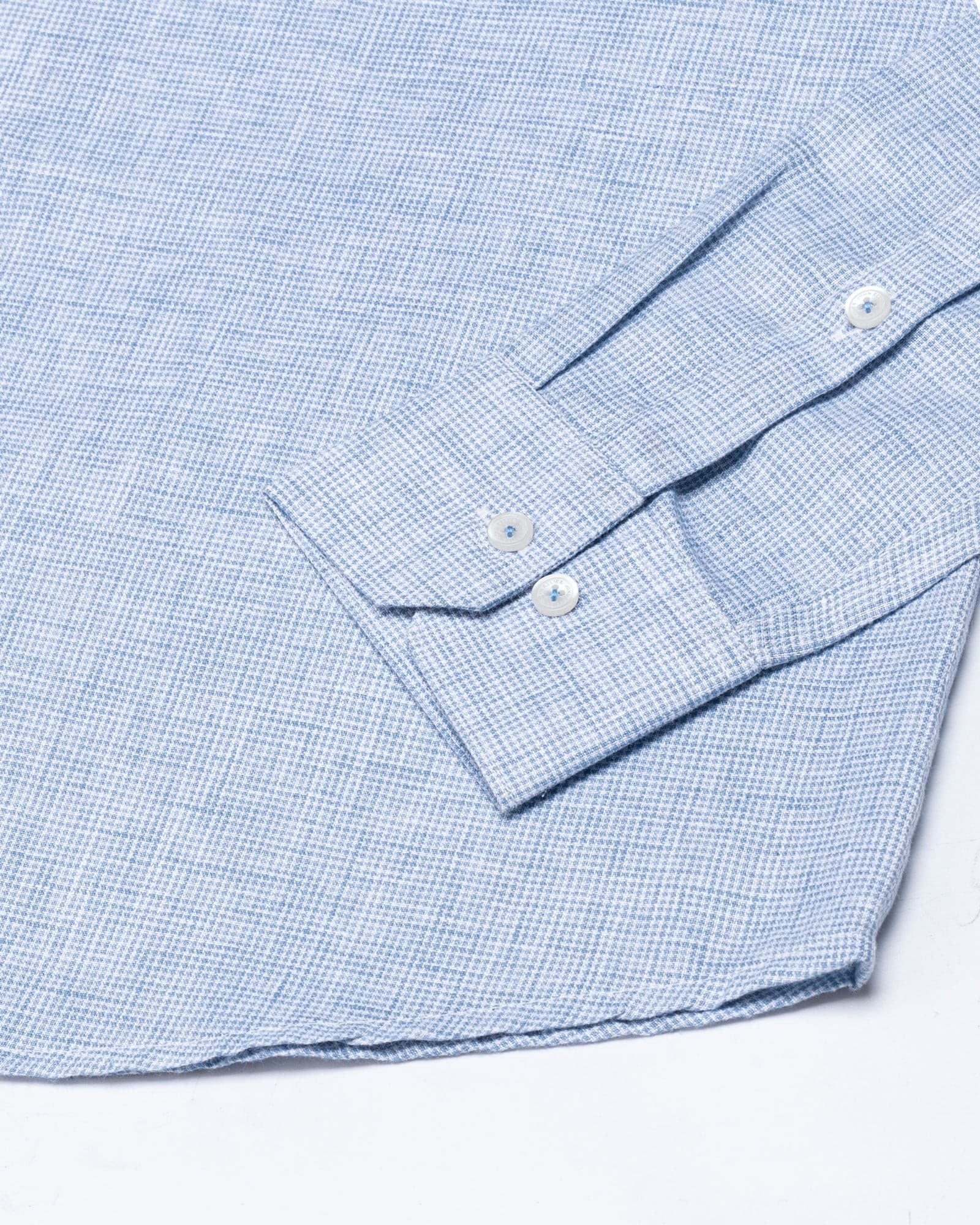 Isaac Blue Check Button Down Linen Shirt