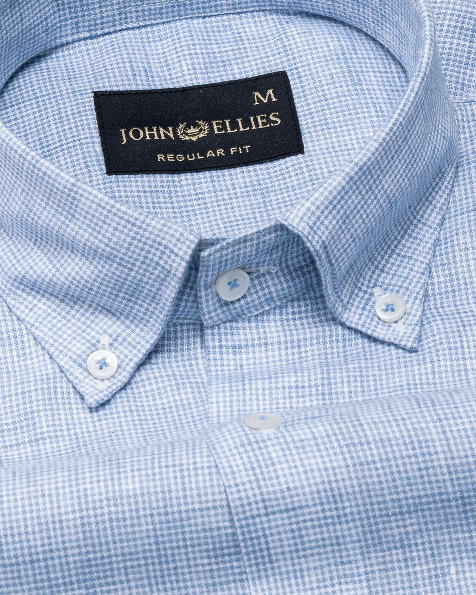 Isaac Blue Check Button Down Linen Shirt