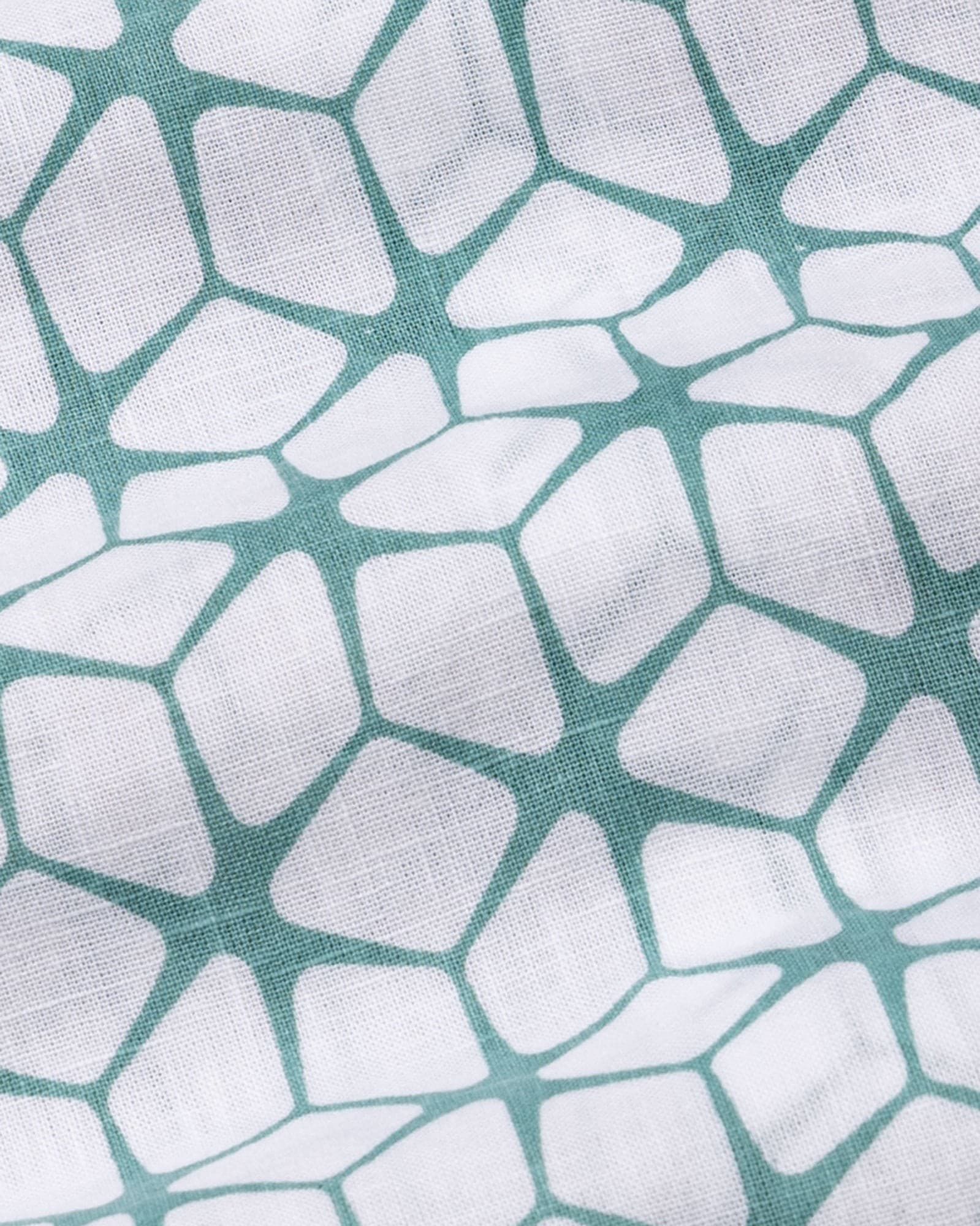 Celith Green Cube Linen Printed Shirt