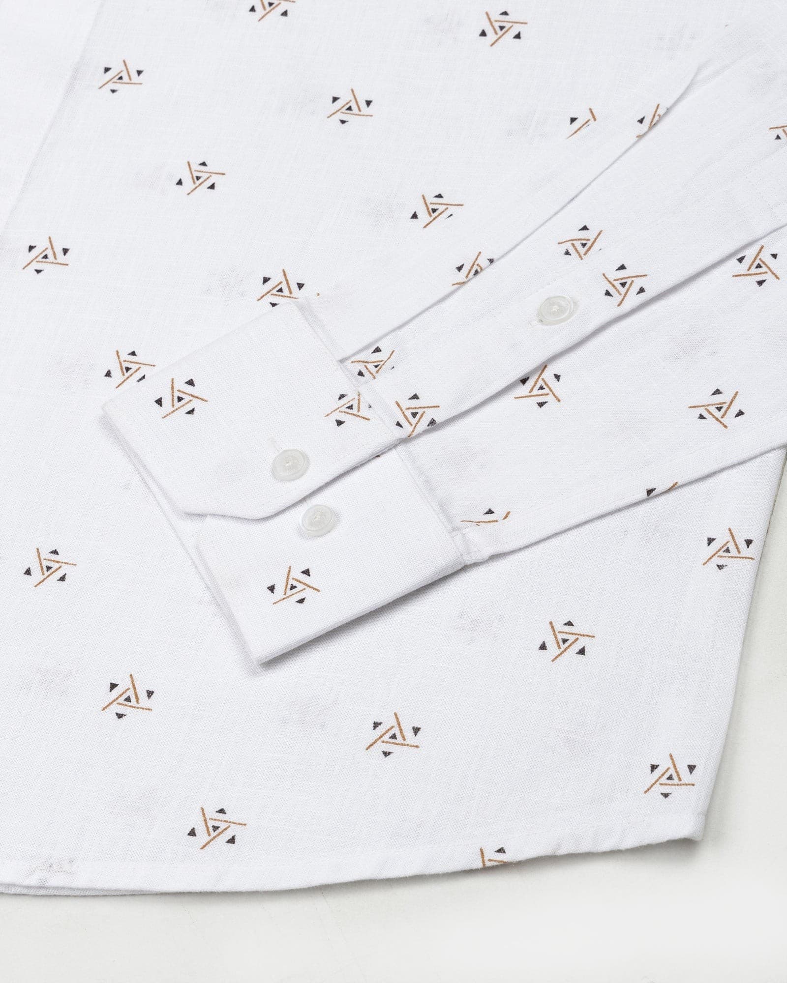 Celith White Triangle Linen Printed Shirt
