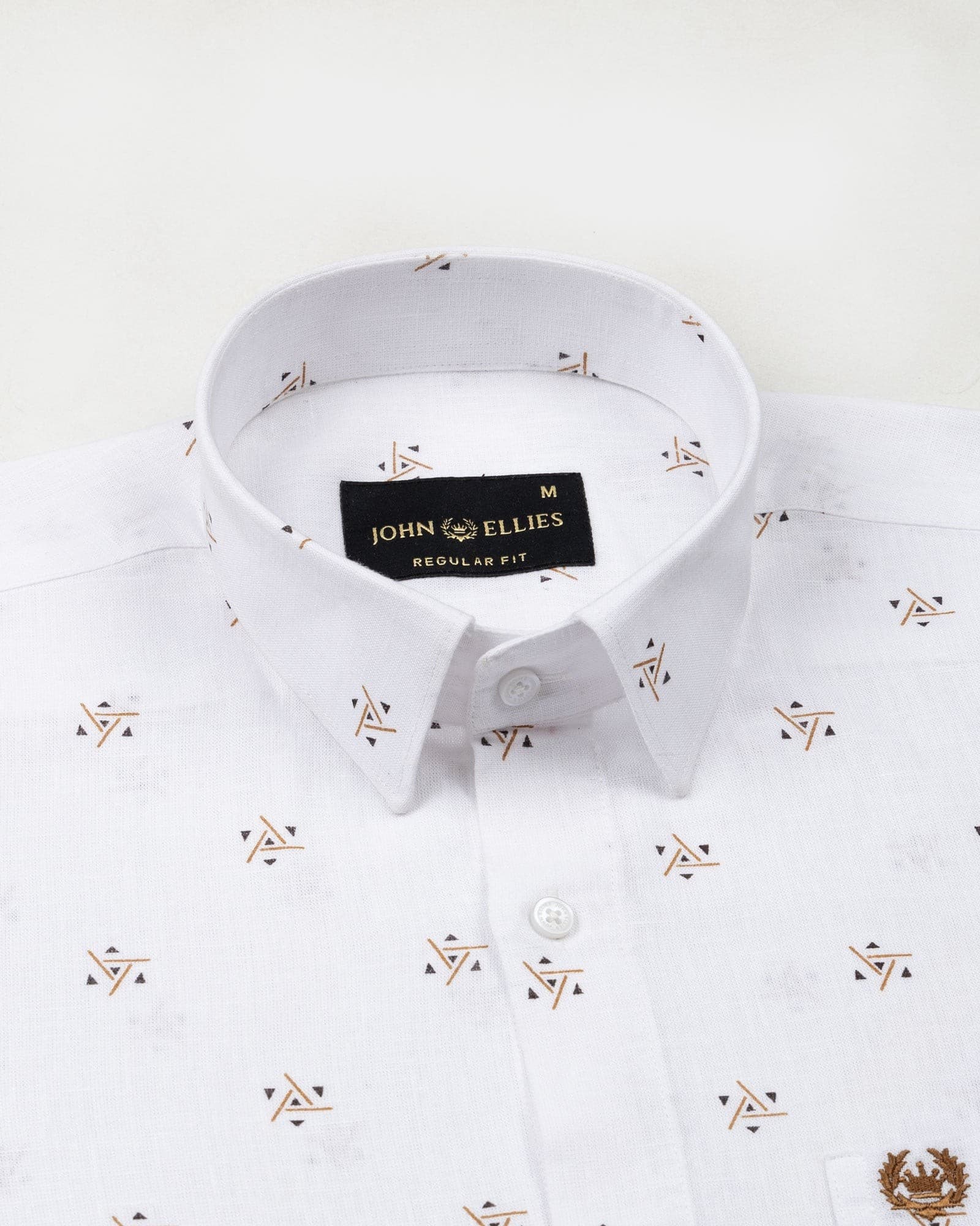Celith White Triangle Linen Printed Shirt