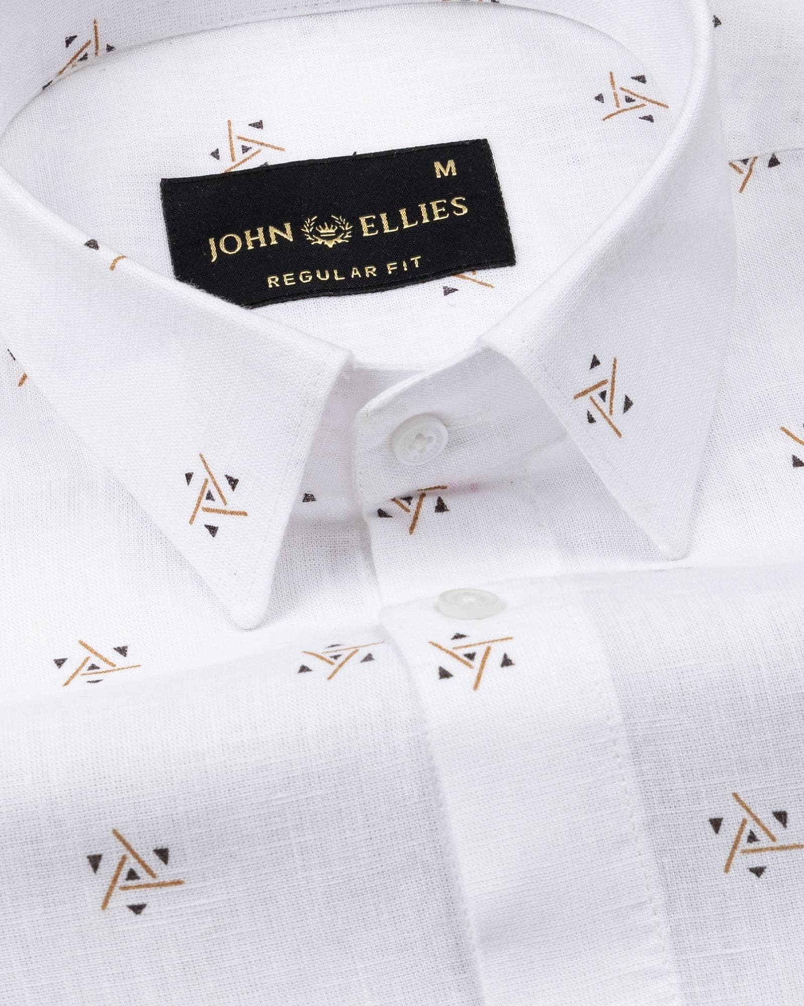 Celith White Triangle Linen Printed Shirt