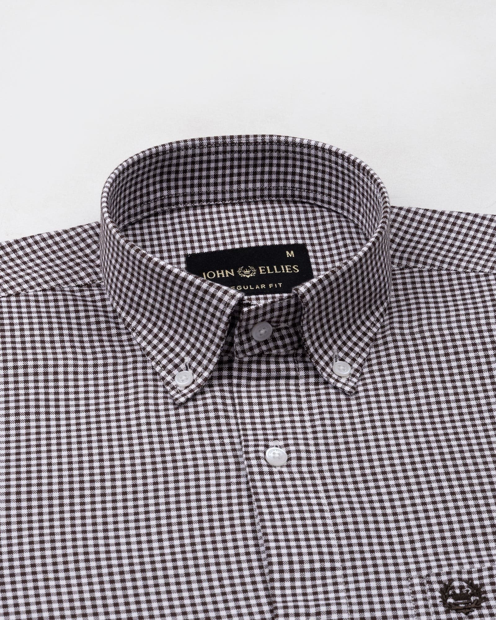 Cipher Brown Check Button Down Oxford Cotton Shirt