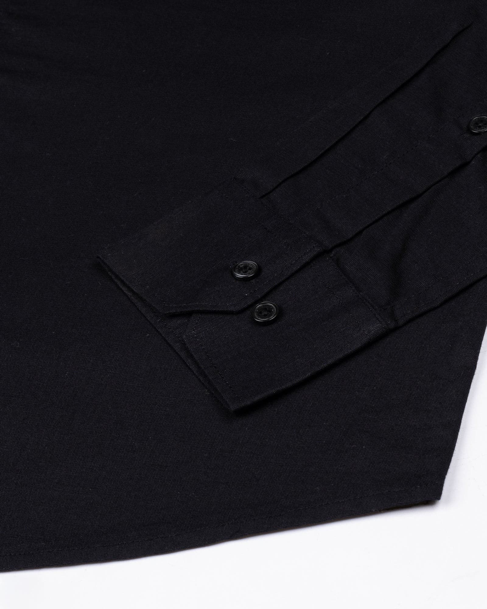 Amess Black Plain Linen Shirt