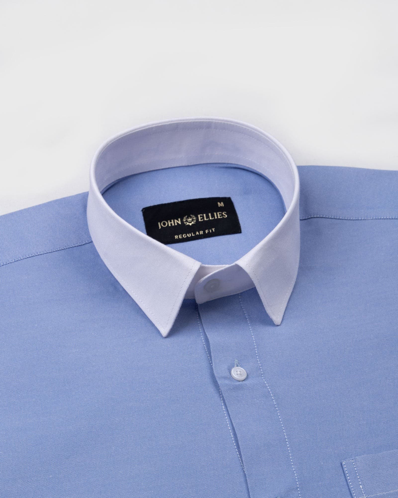 Raven Blue White Cuff Collar Oxford Cotton Shirt