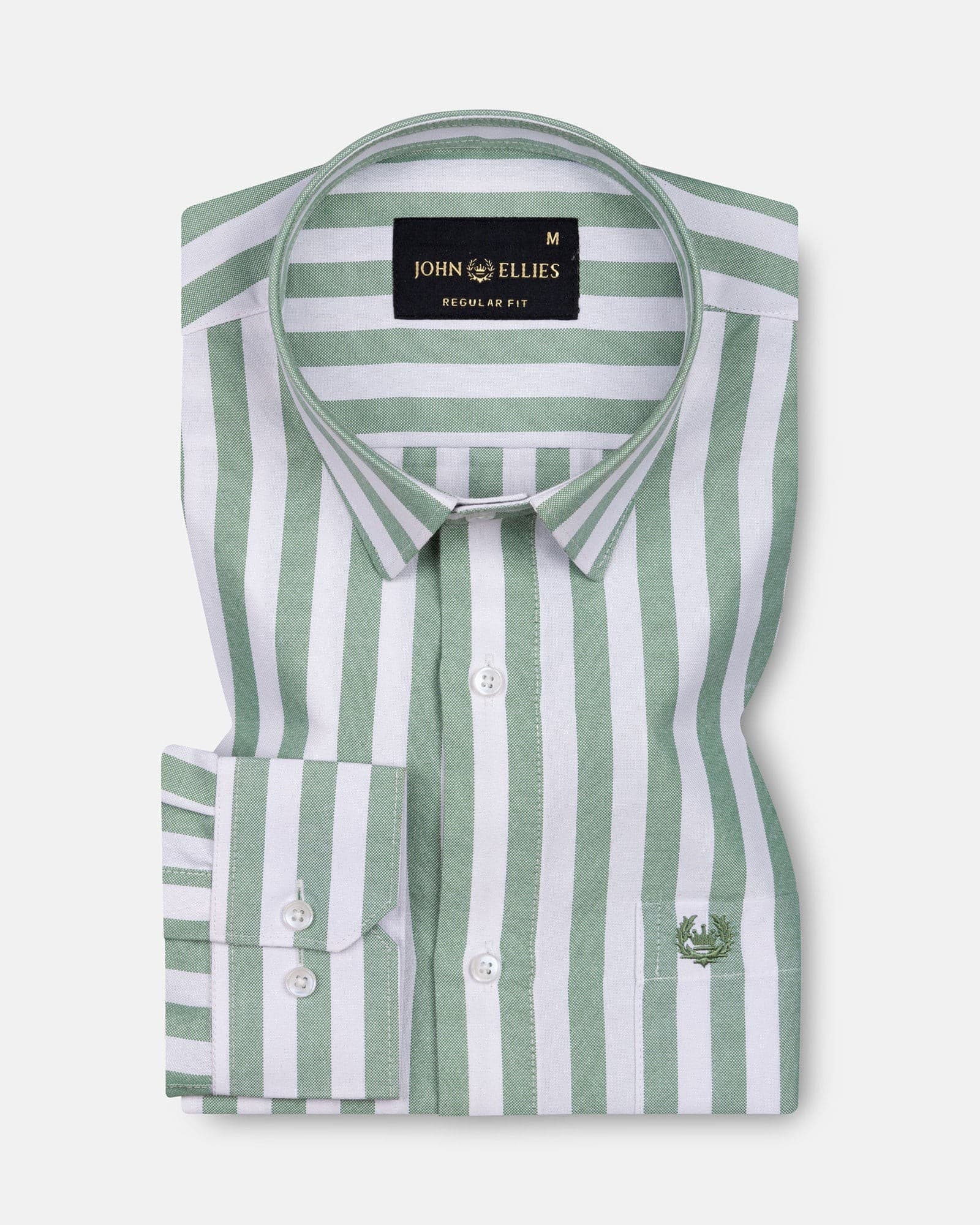 Layt Green Stripes Oxford Cotton Shirt