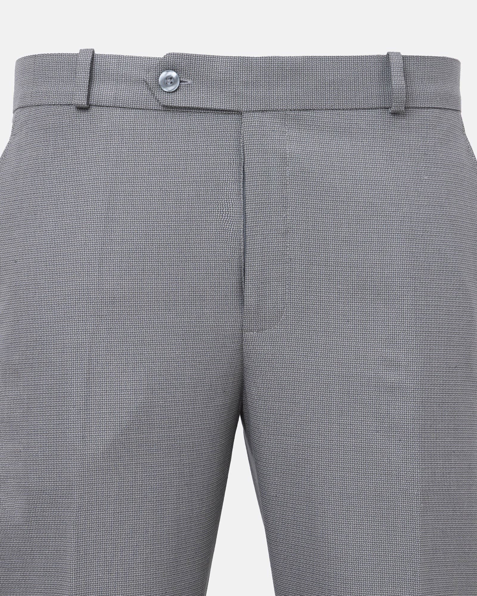 Mance Grey Textured Formal Cotton Pant