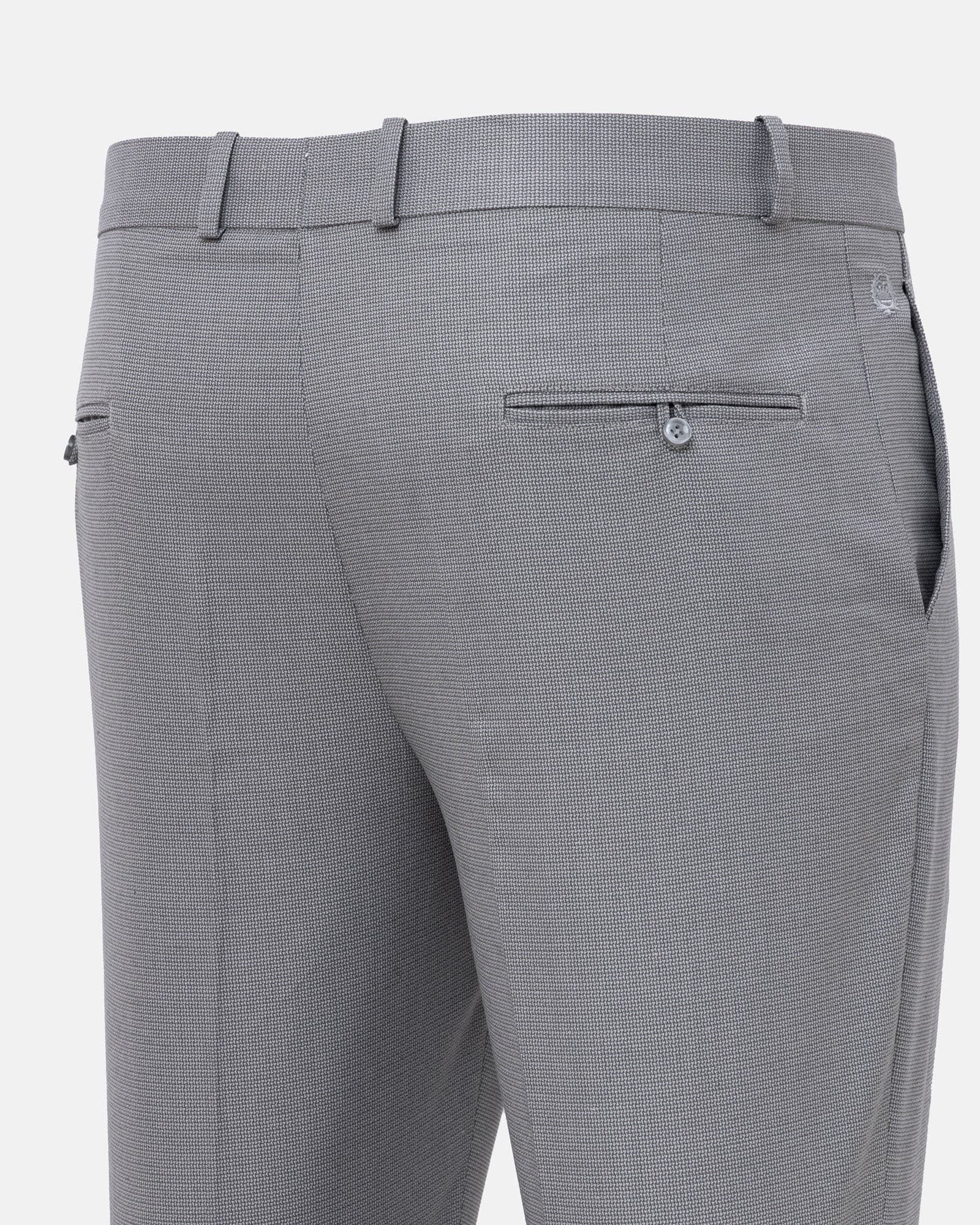 Mance Grey Textured Formal Cotton Pant