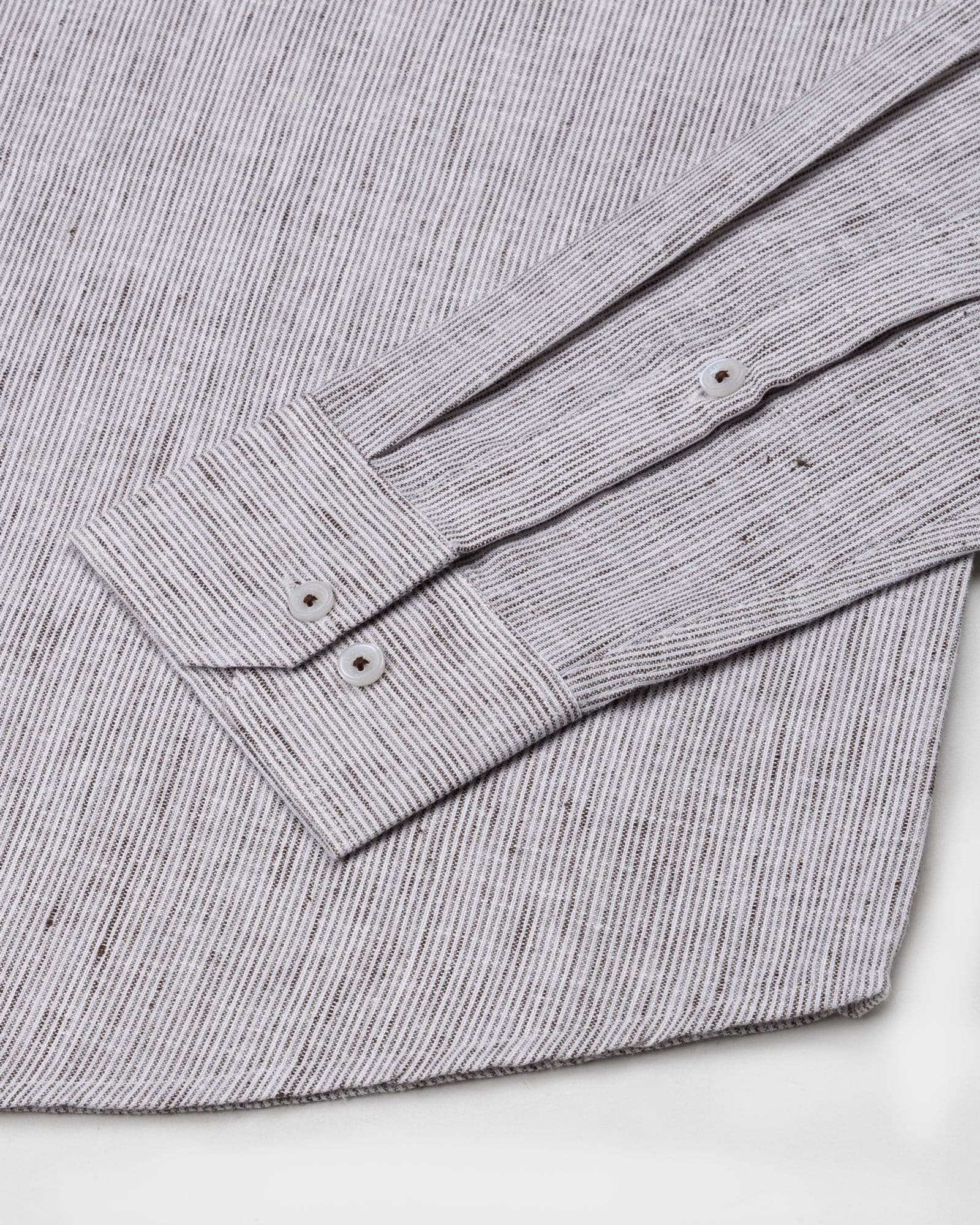 Parcore Brown Stripe Button Down Linen Cotton Shirt