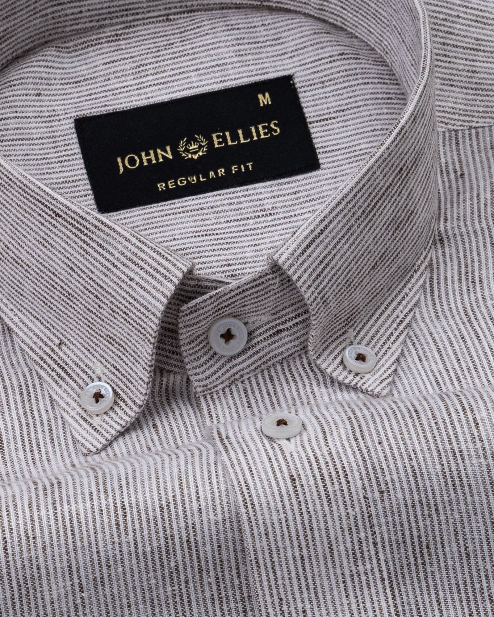Parcore Brown Stripe Button Down Linen Cotton Shirt