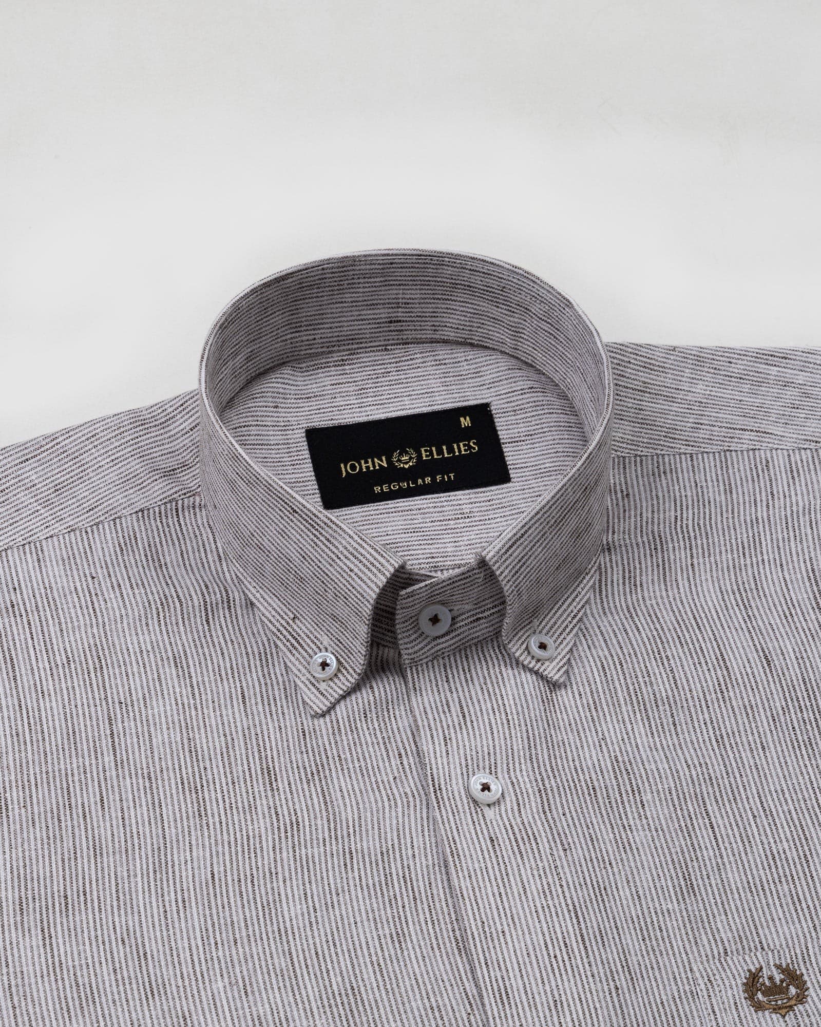 Parcore Brown Stripe Button Down Linen Cotton Shirt