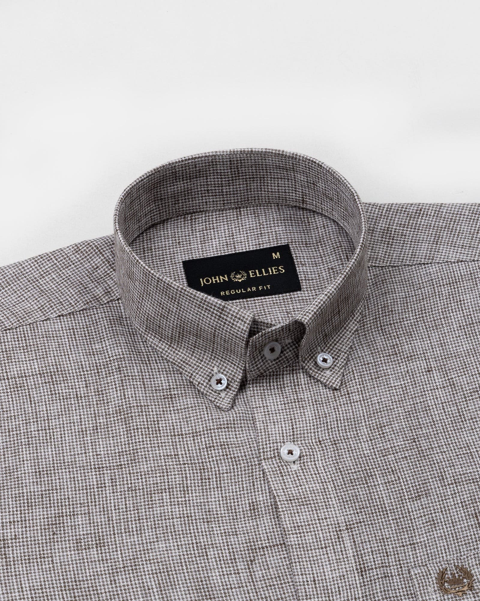 Parcore Brown Check Button Down Linen Cotton Shirt