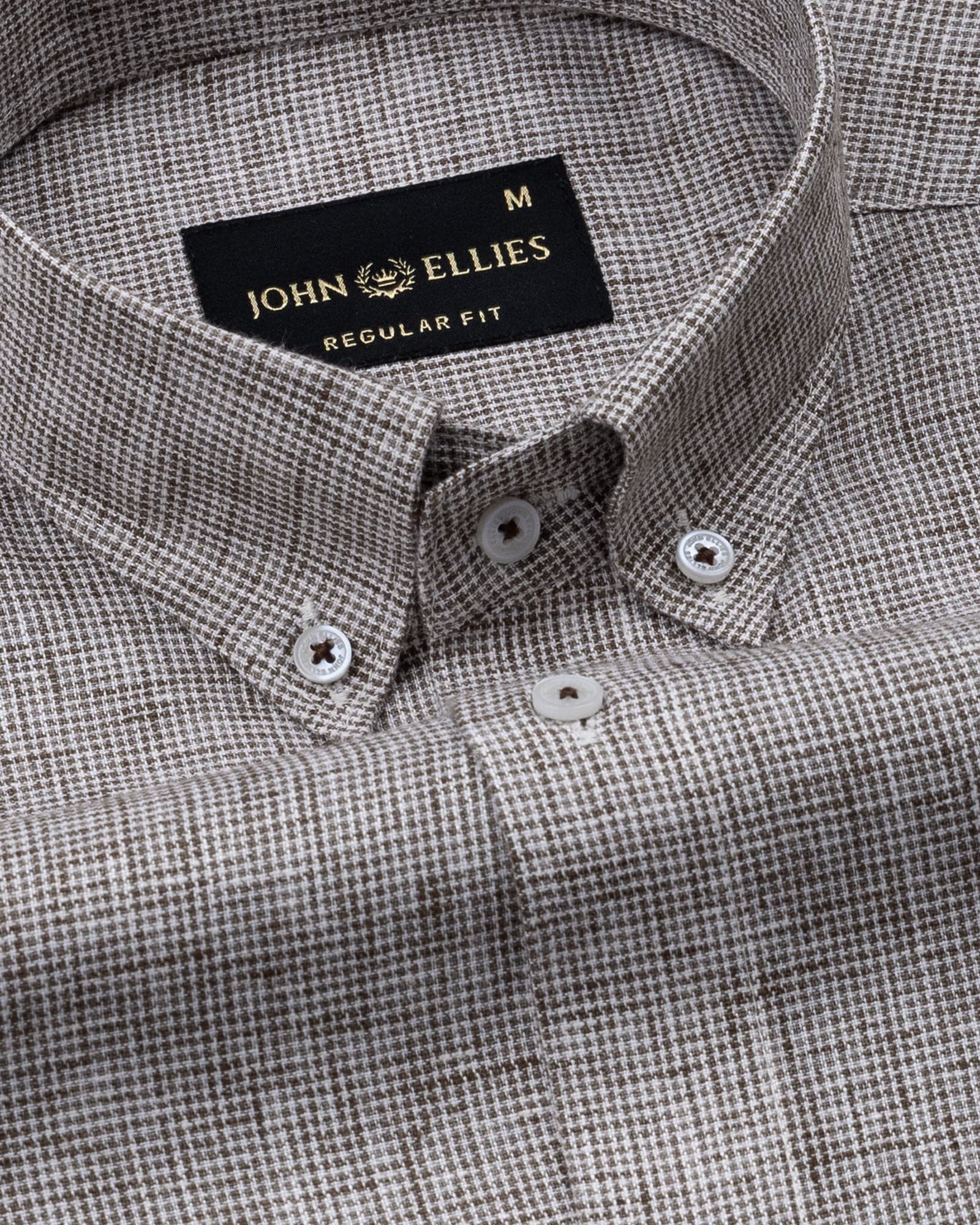Parcore Brown Check Button Down Linen Cotton Shirt