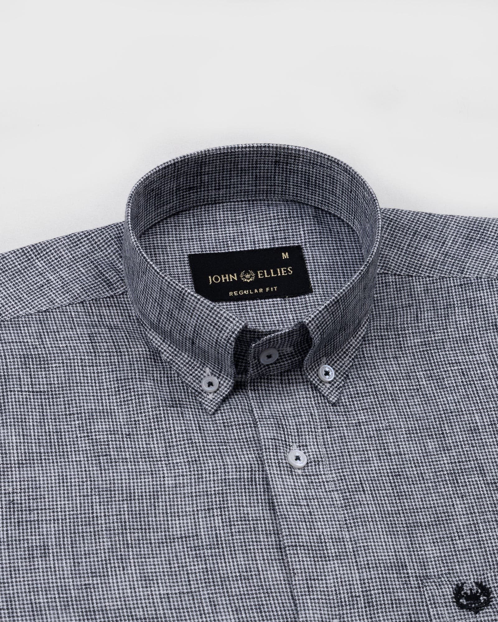Parcore Black Check Button Down Linen Cotton Shirt