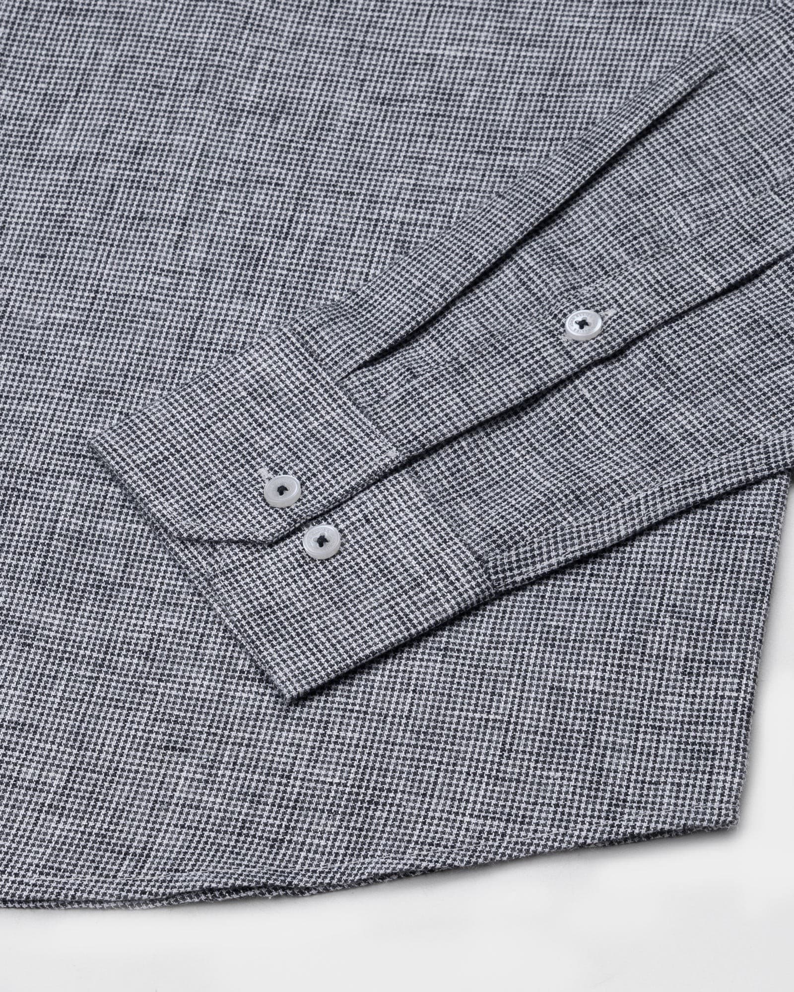 Parcore Black Check Button Down Linen Cotton Shirt