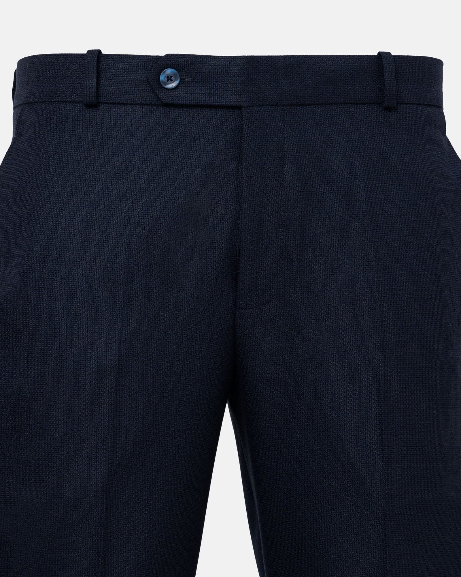 Mance Navy Blue Textured Formal Cotton Pant