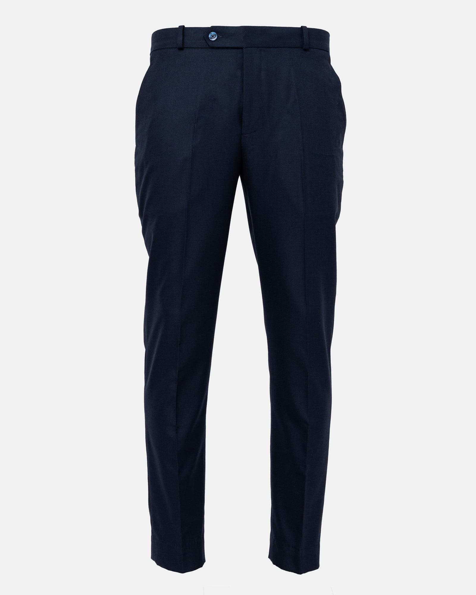 Mance Navy Blue Textured Formal Cotton Pant