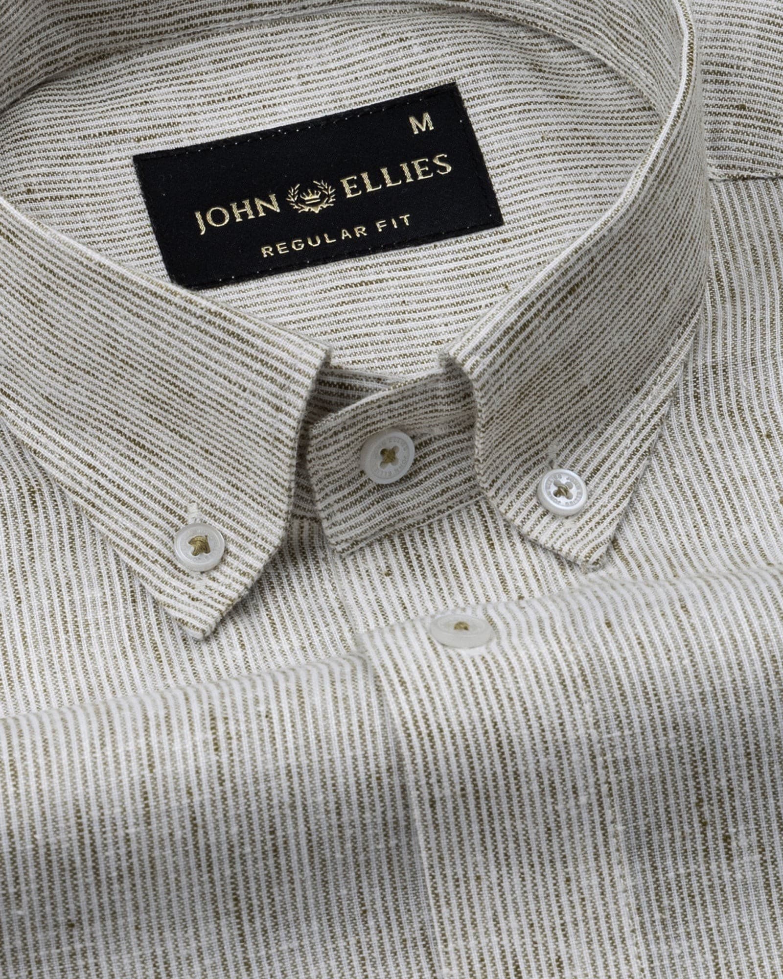 Parcore Olive Stripe Button Down Linen Cotton Shirt