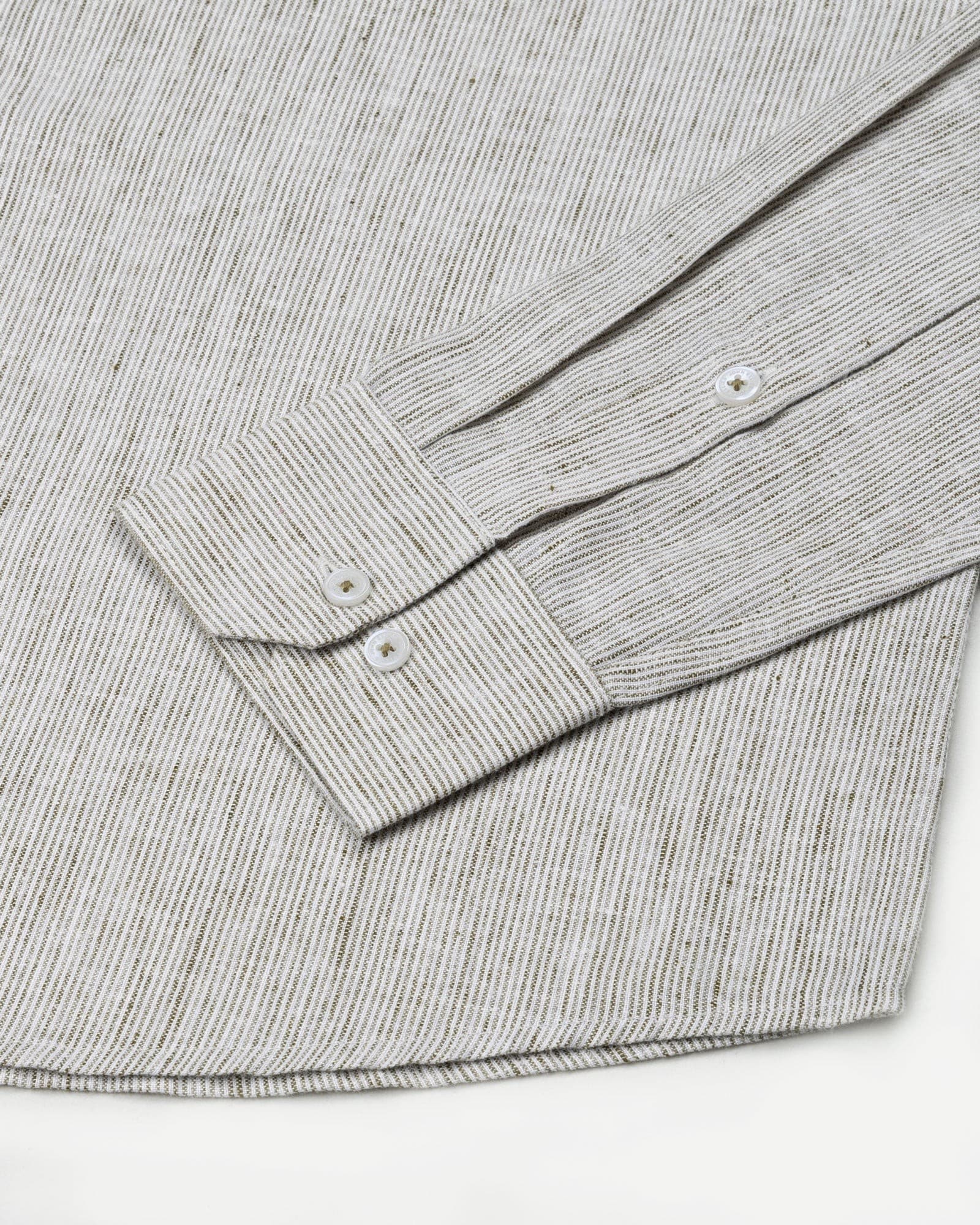 Parcore Olive Stripe Button Down Linen Cotton Shirt