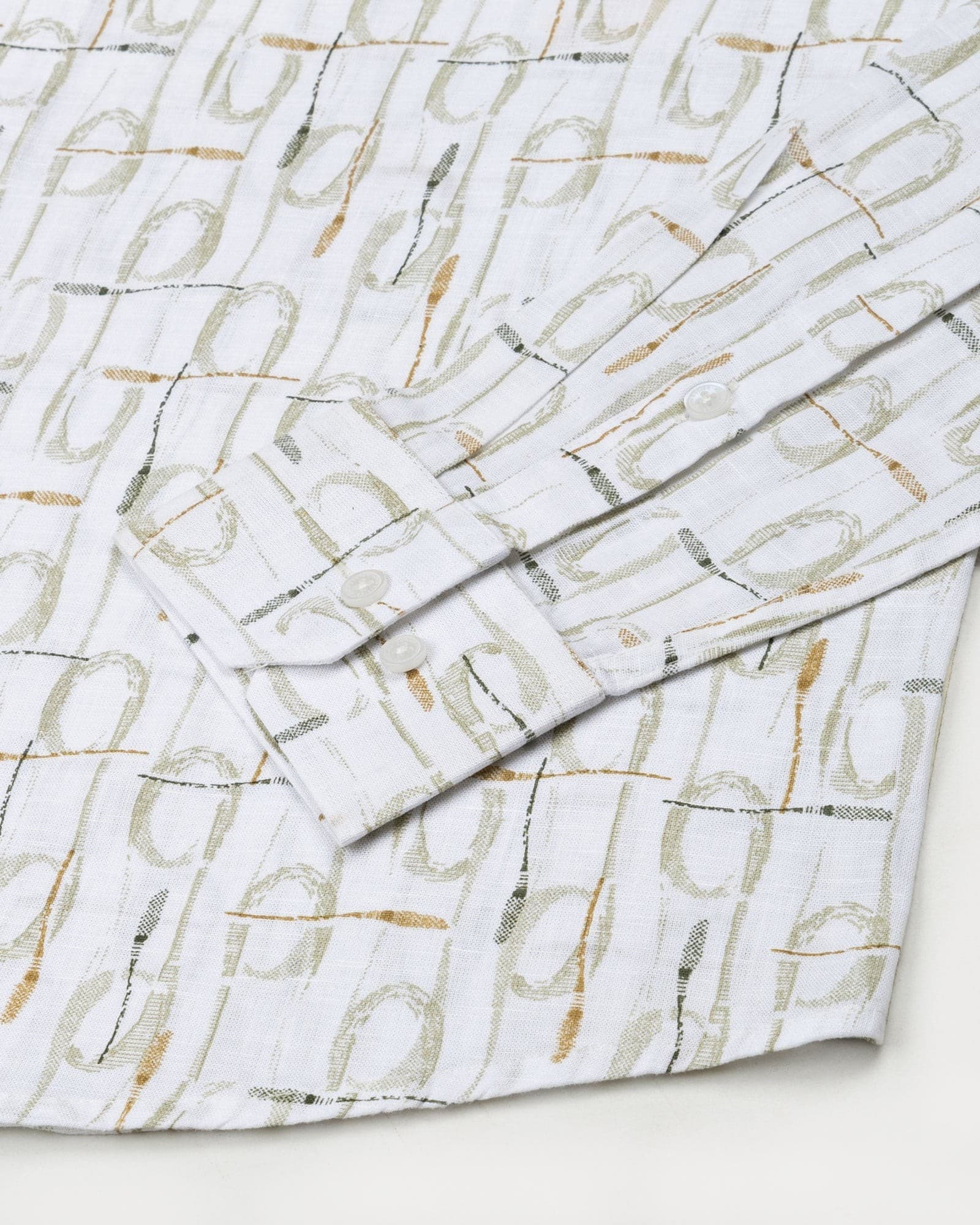 Celith Olive Abstract Linen Printed Shirt
