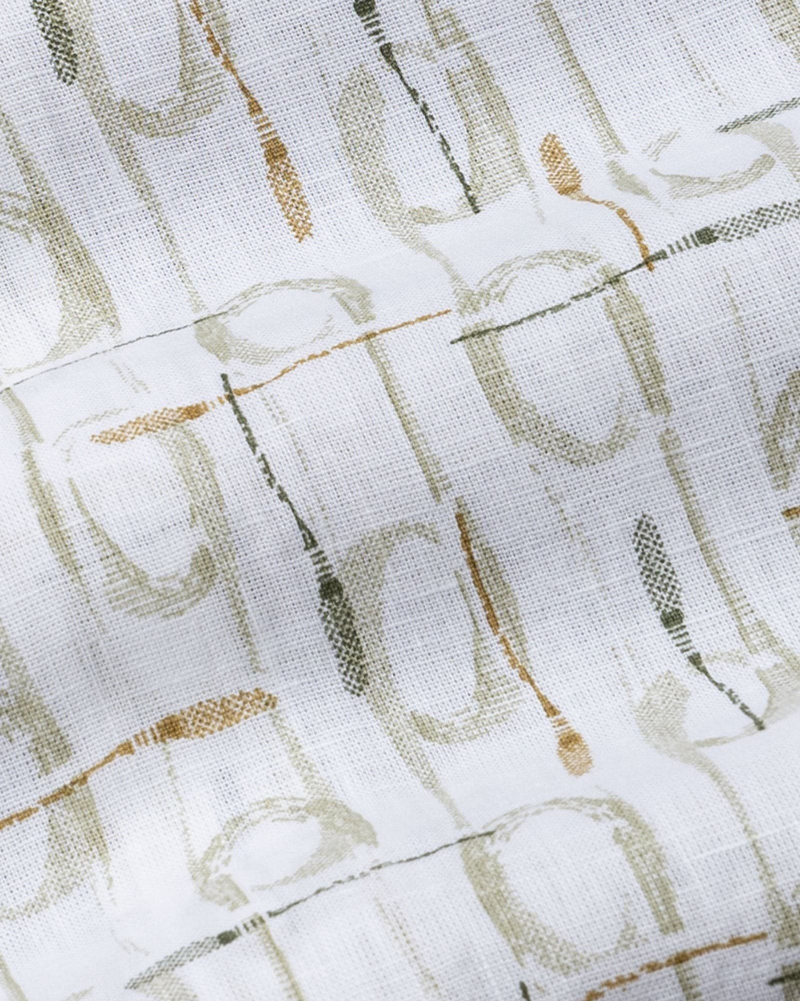 Celith Olive Abstract Linen Printed Shirt