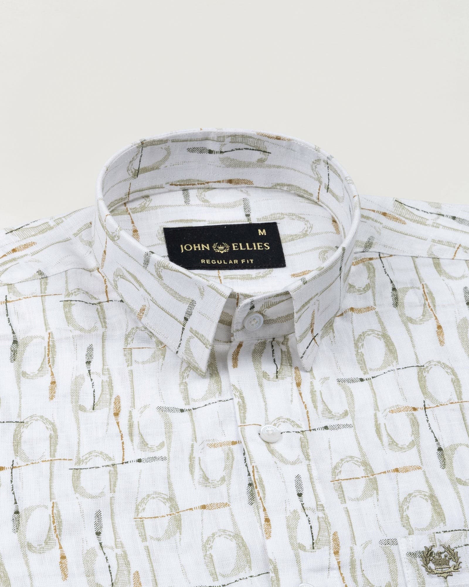 Celith Olive Abstract Linen Printed Shirt