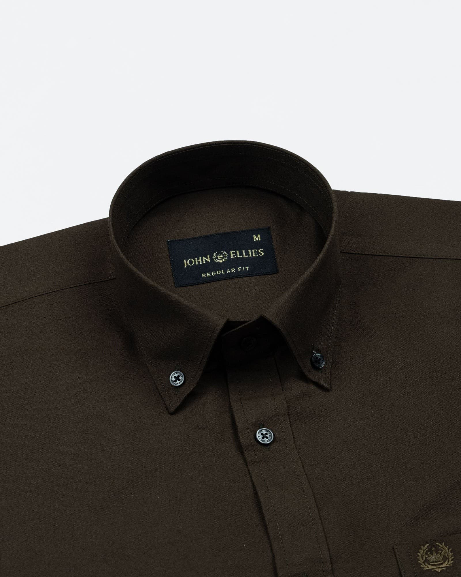 Monza Coffee Plain Button Down Polyester Shirt
