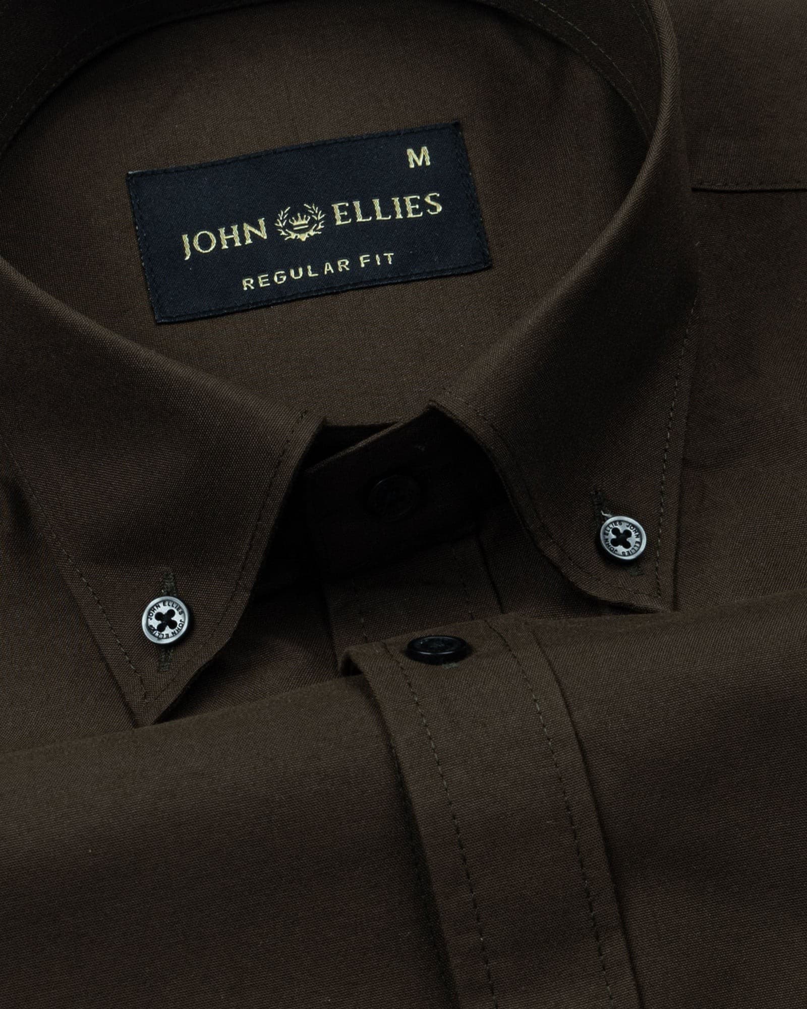 Monza Coffee Plain Button Down Polyester Shirt