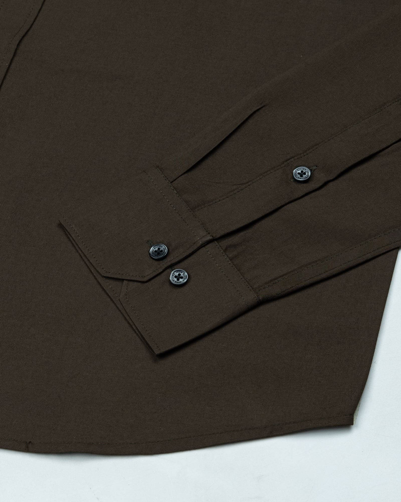 Monza Coffee Plain Button Down Polyester Shirt