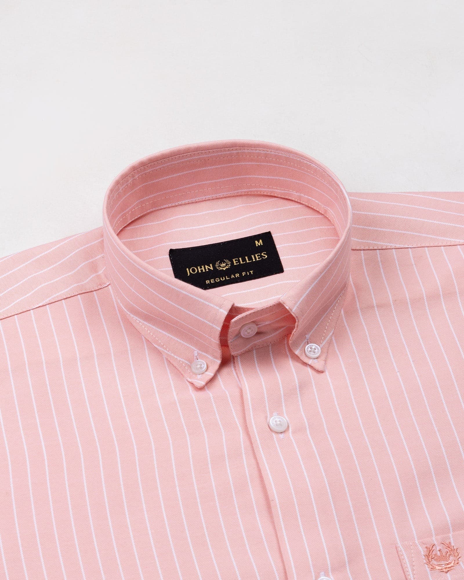 Seashel Orange Stripe Button Down Oxford Cotton Shirt