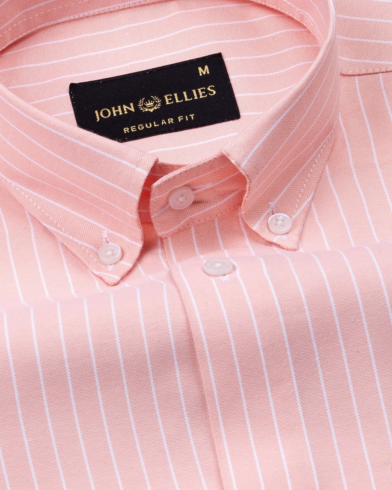 Seashel Orange Stripe Button Down Oxford Cotton Shirt