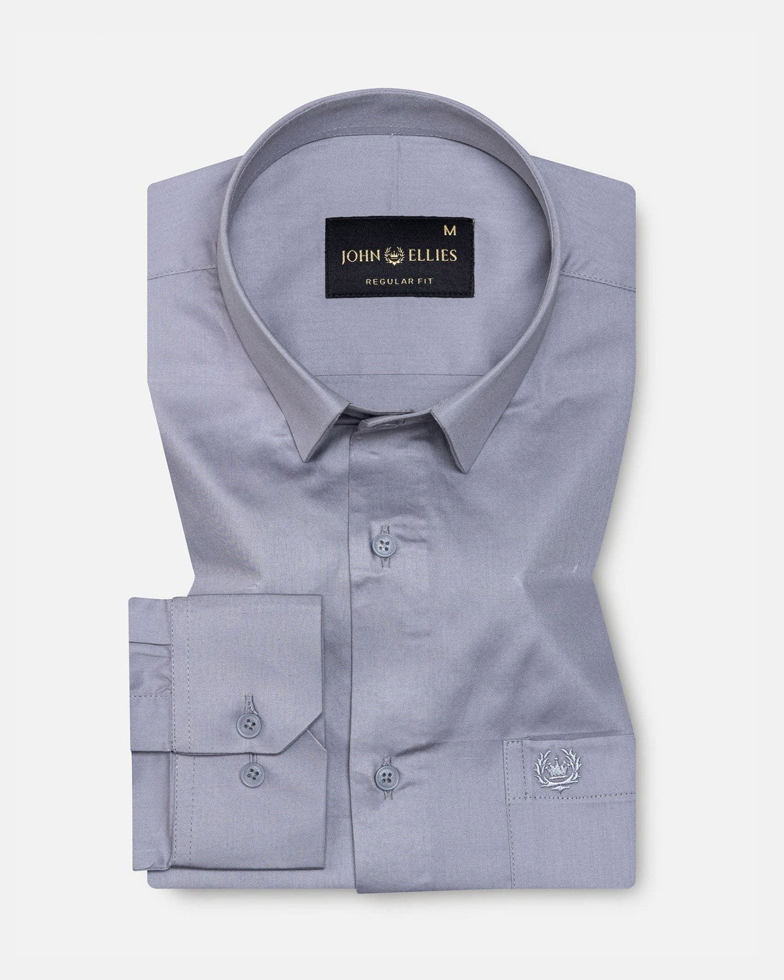 Zink Silver Plain Cotton Shirt
