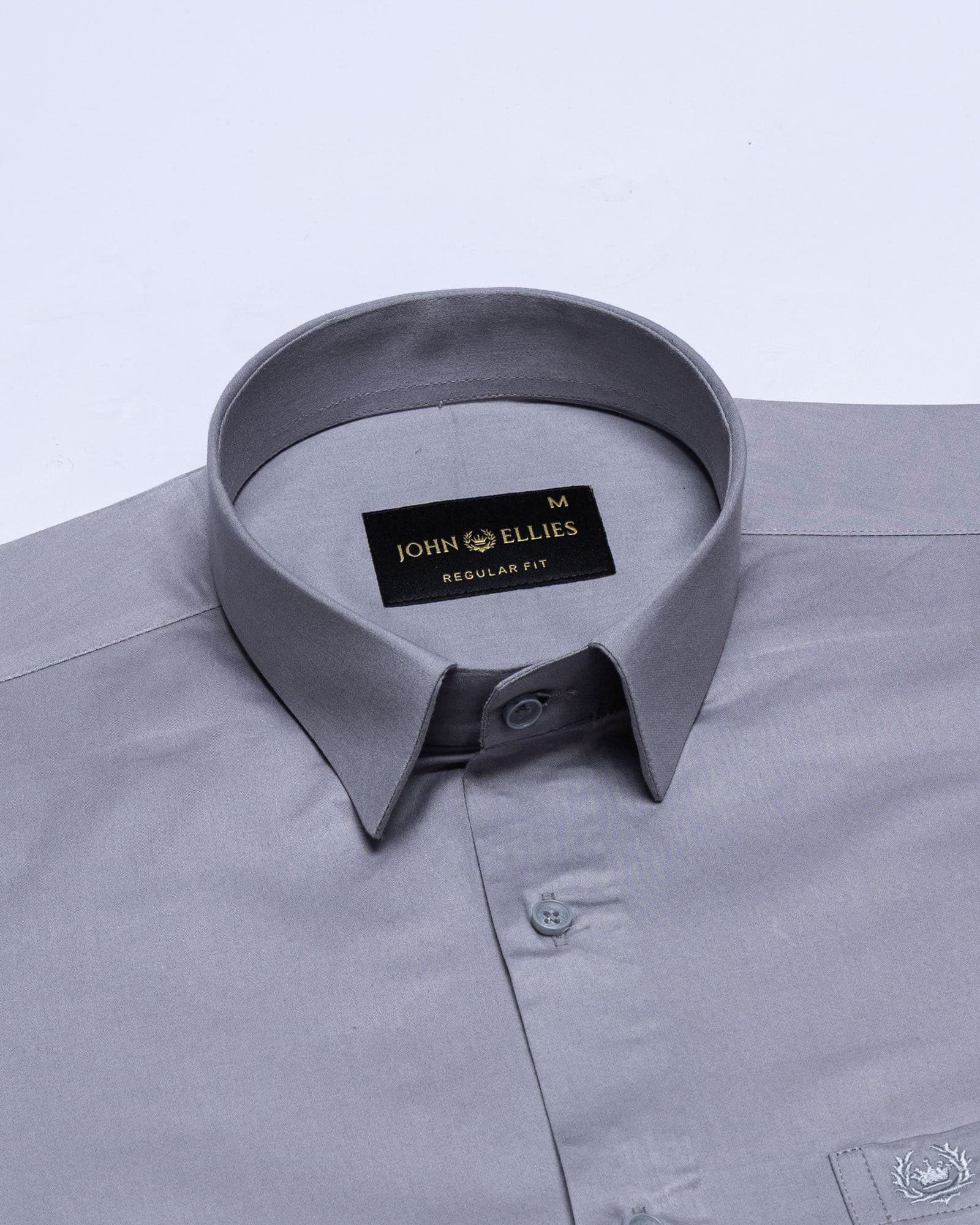 Zink Silver Plain Cotton Shirt