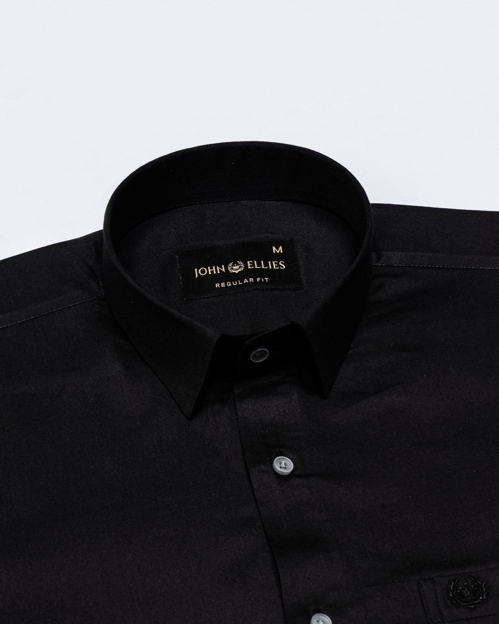 Zink Black Plain Cotton Shirt
