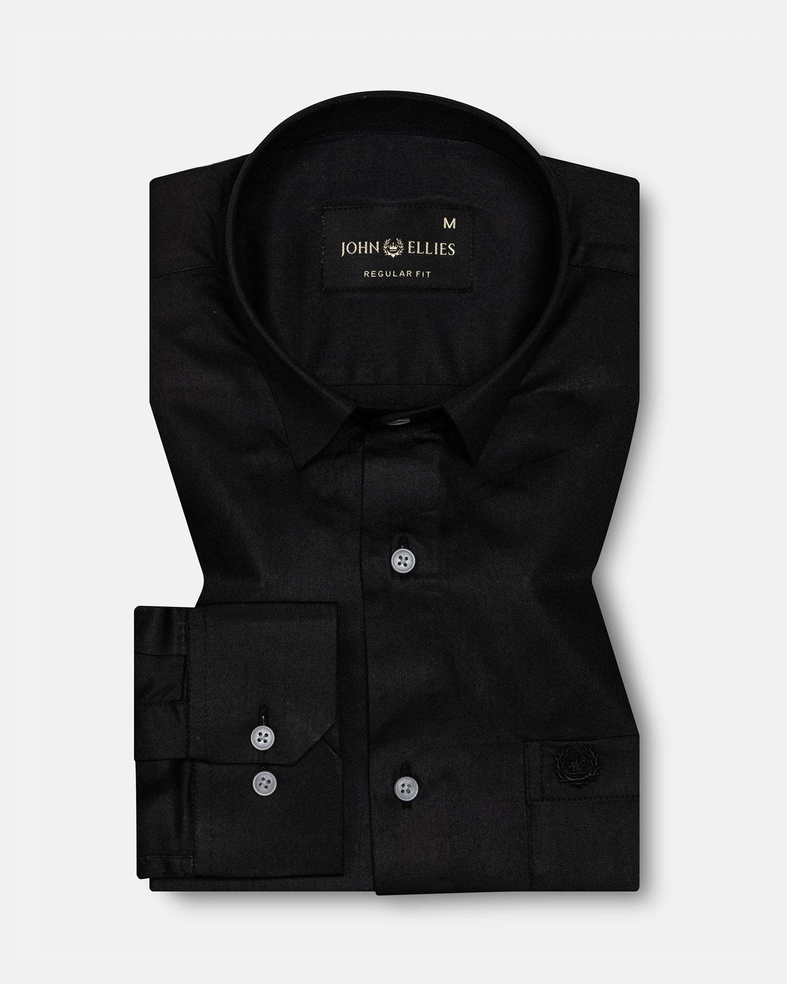 Zink Black Plain Cotton Shirt