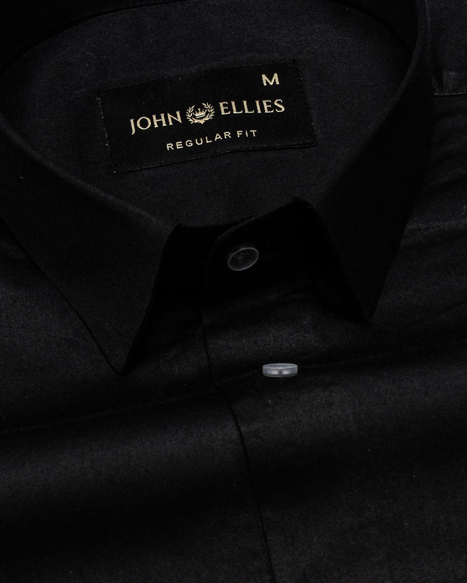 Zink Black Plain Cotton Shirt