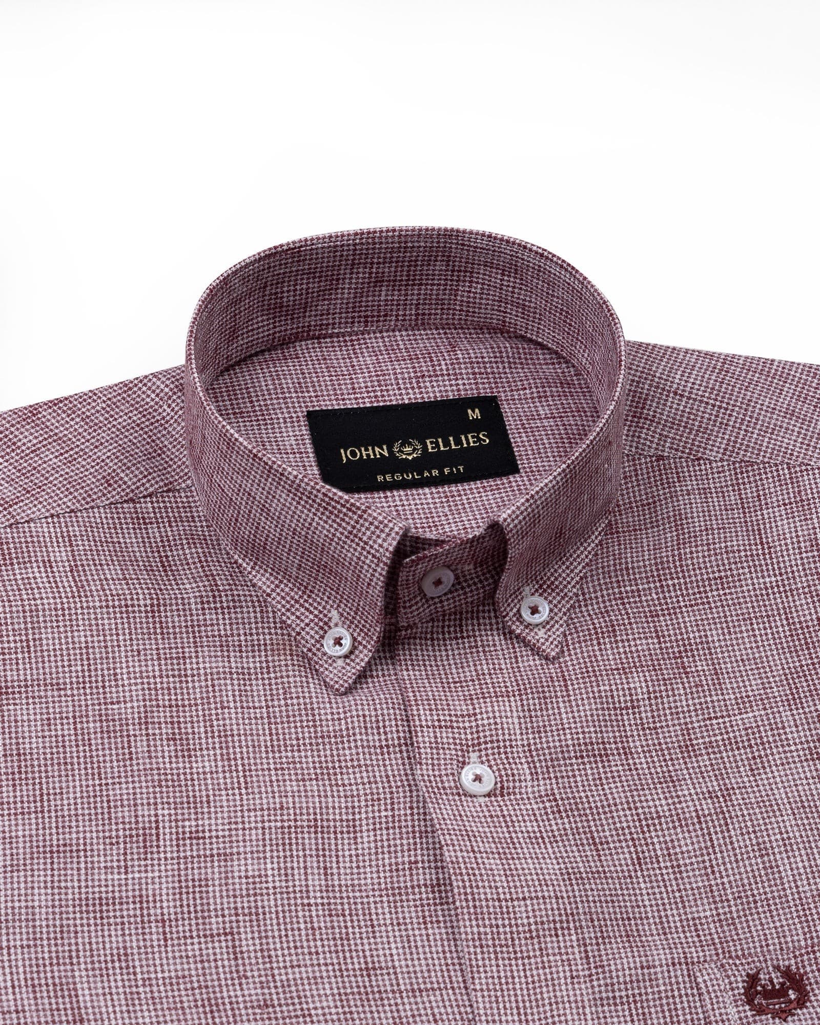 Parcore Maroon Check Button Down Linen Cotton Shirt