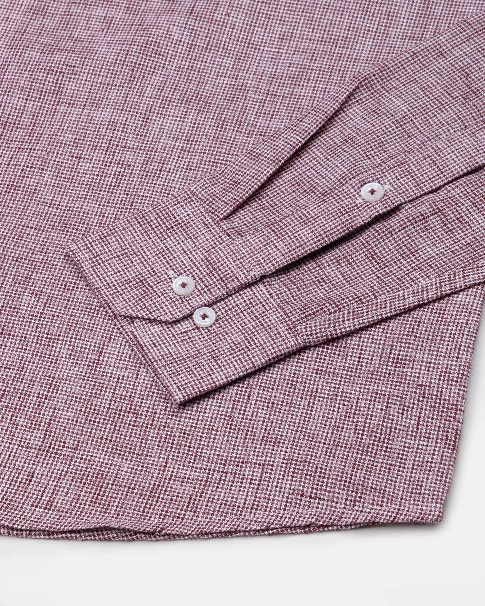 Parcore Maroon Check Button Down Linen Cotton Shirt