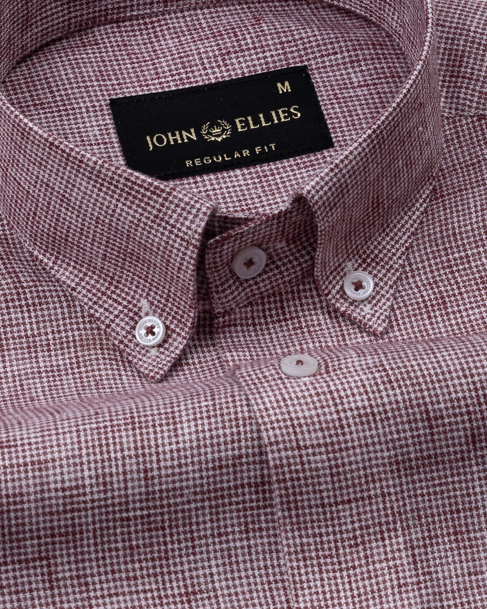 Parcore Maroon Check Button Down Linen Cotton Shirt